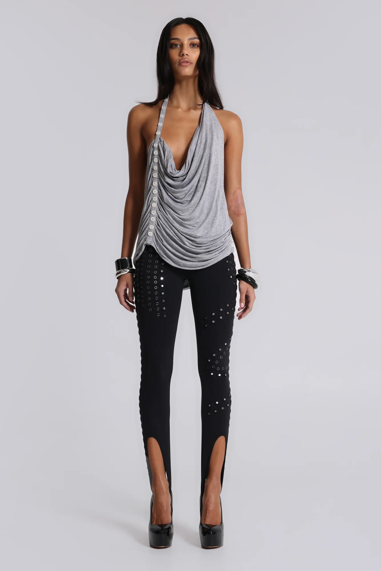 Alisia Backless Button Halter Top - Image 11