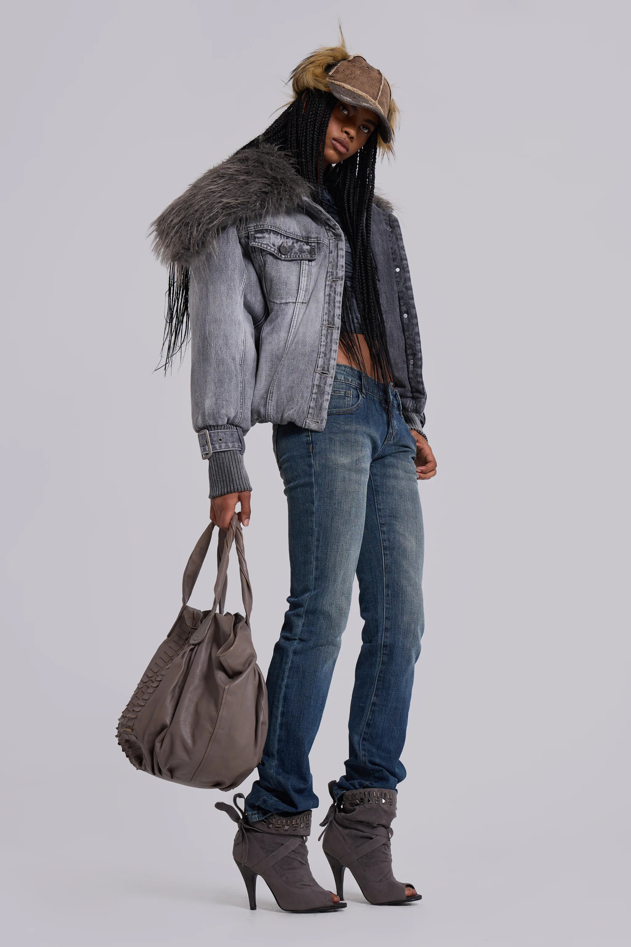 Alloy Denim Bomber Jacket in Grey - Image 6