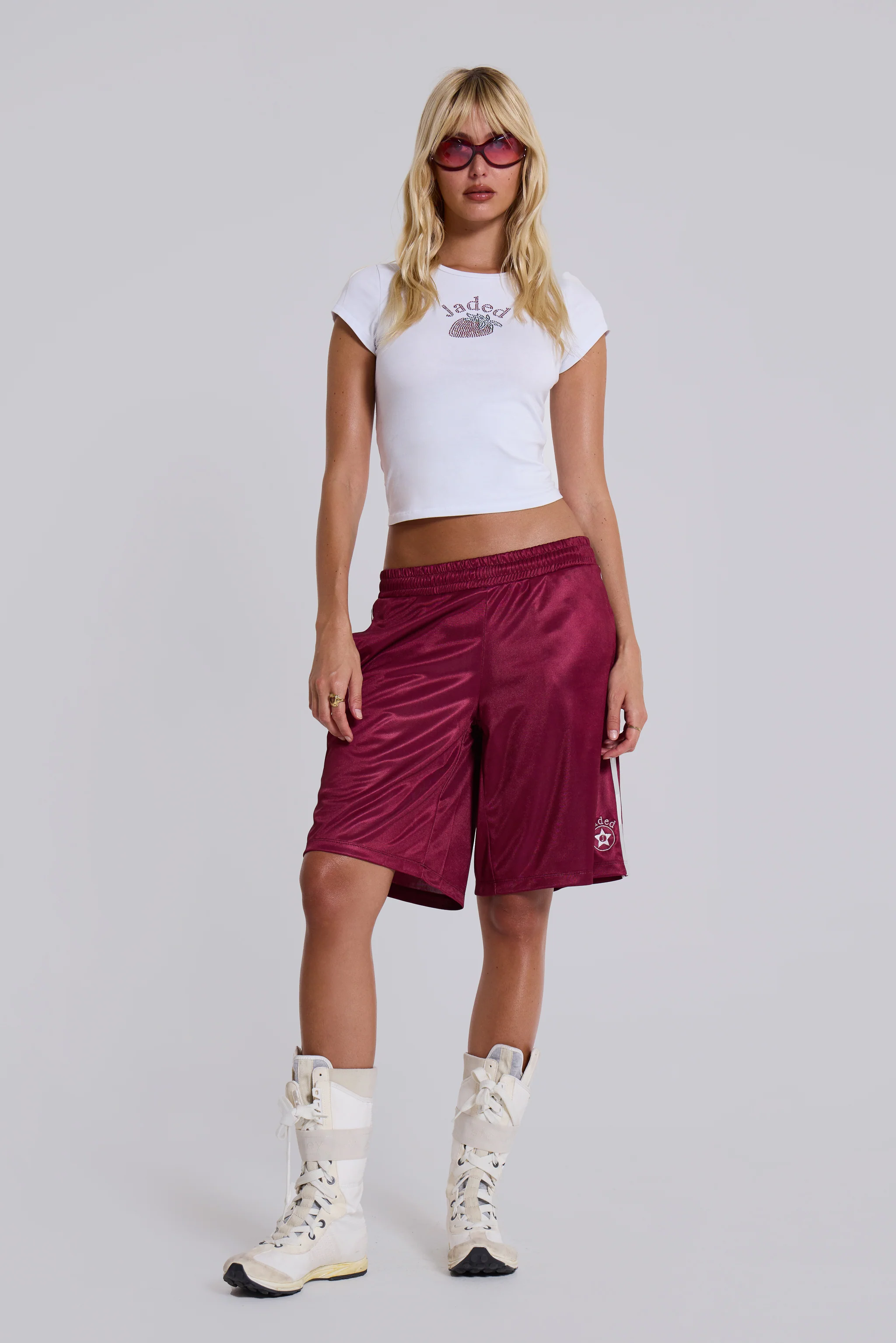 Burgundy Alyx Longline Football Shorts - Image 12