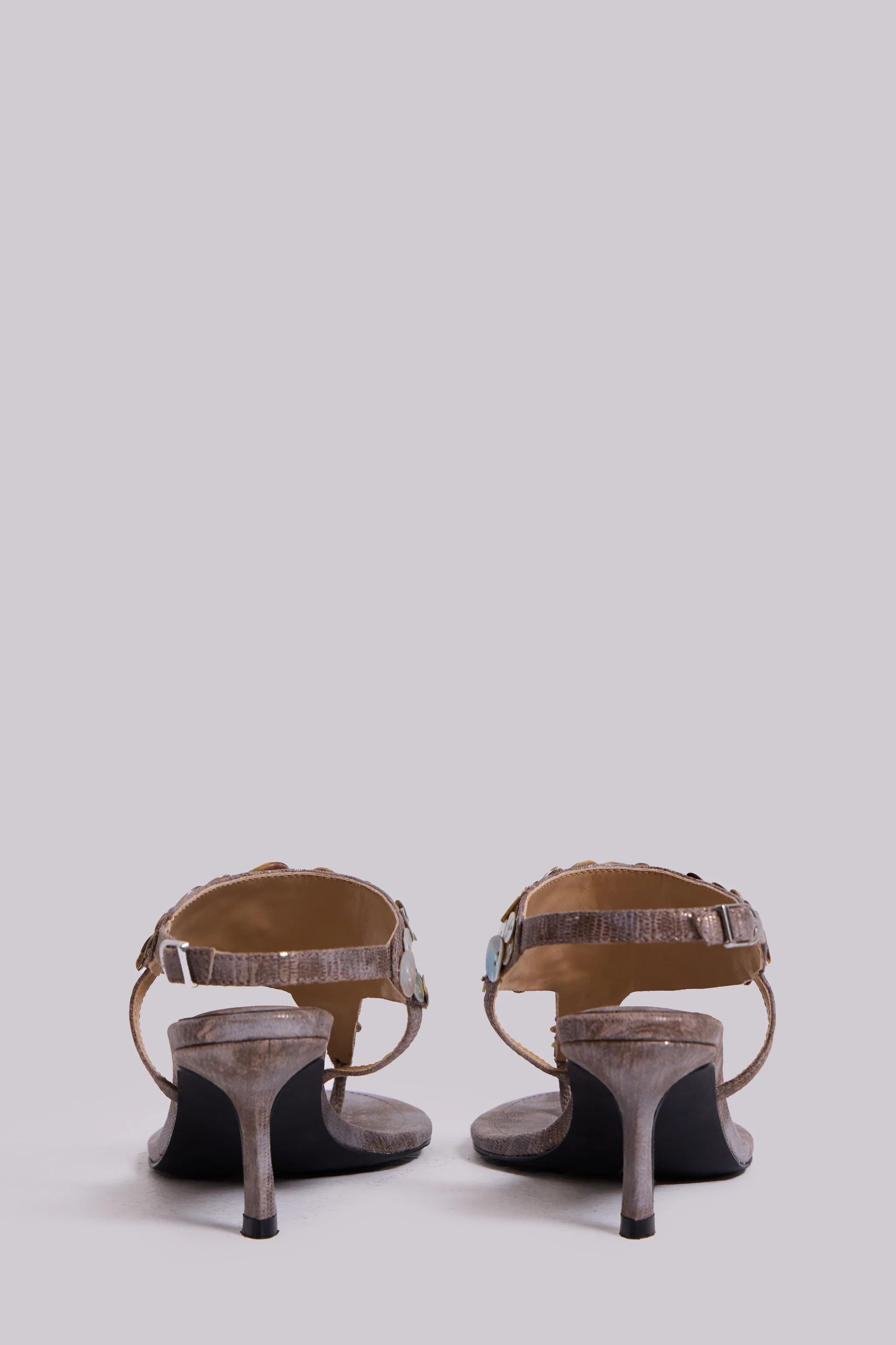 Azaela Metallic Button Heeled Sandals - Image 6