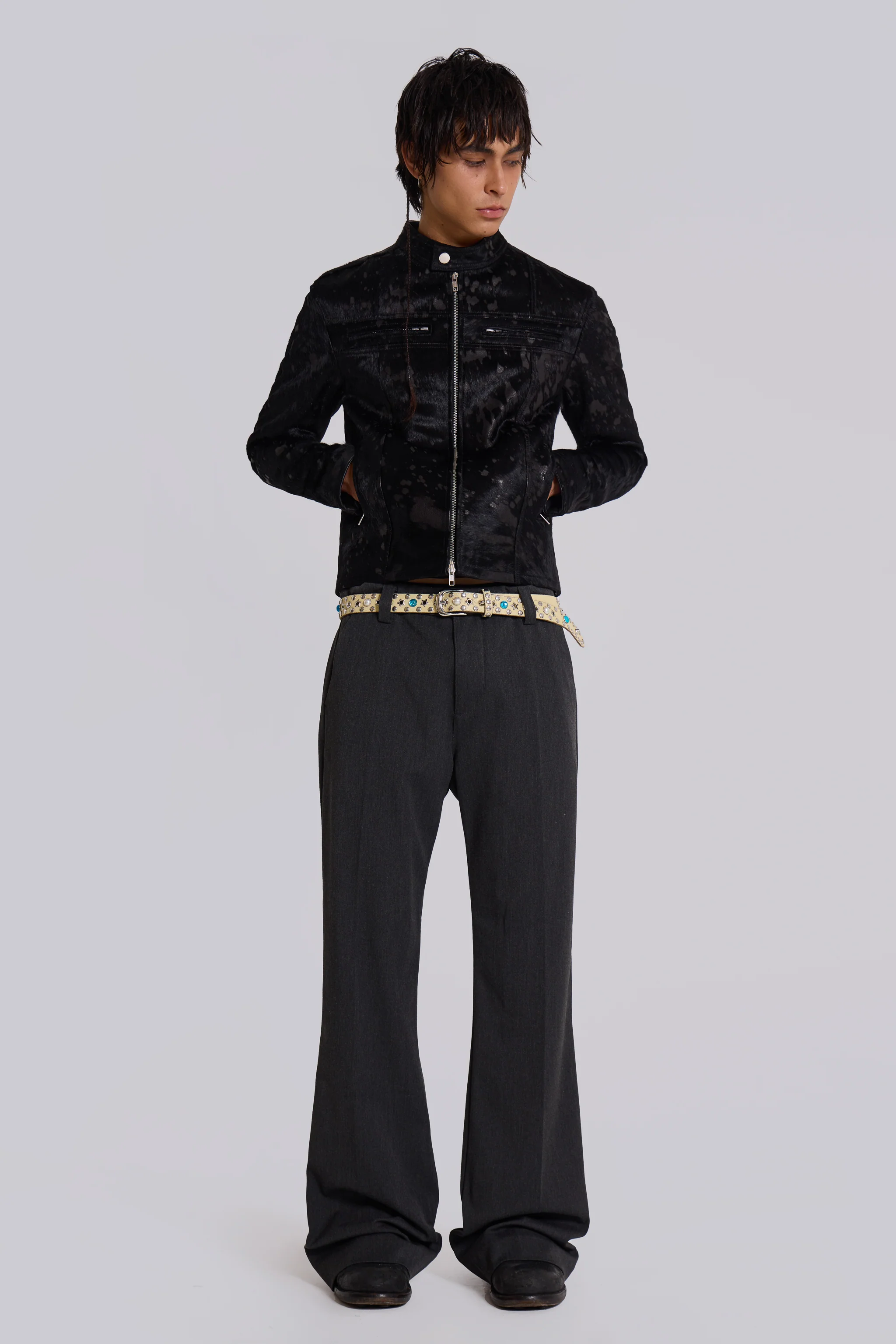 Black Real Leather Piston Jacket - Image 3