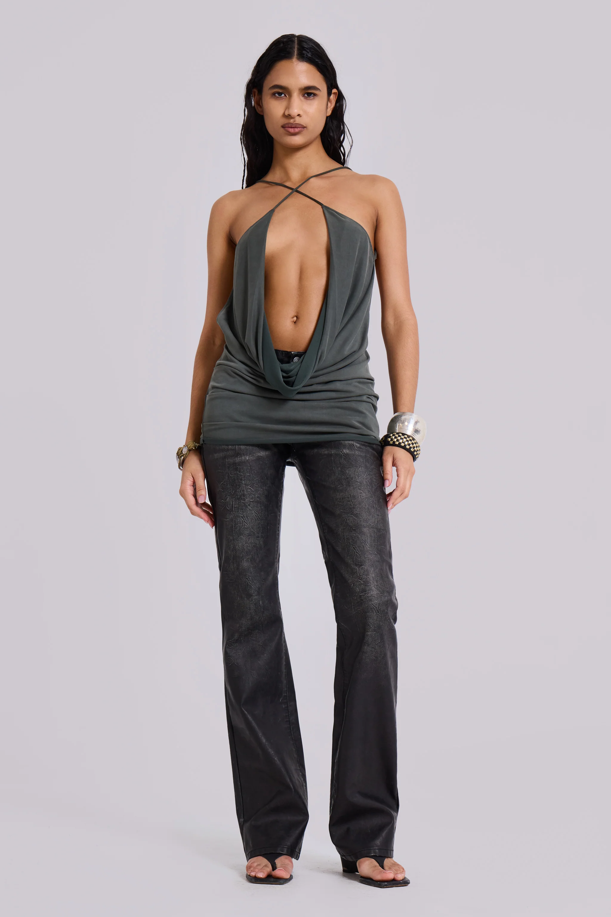 Black Cooper PU Bootcut Jeans - Image 3