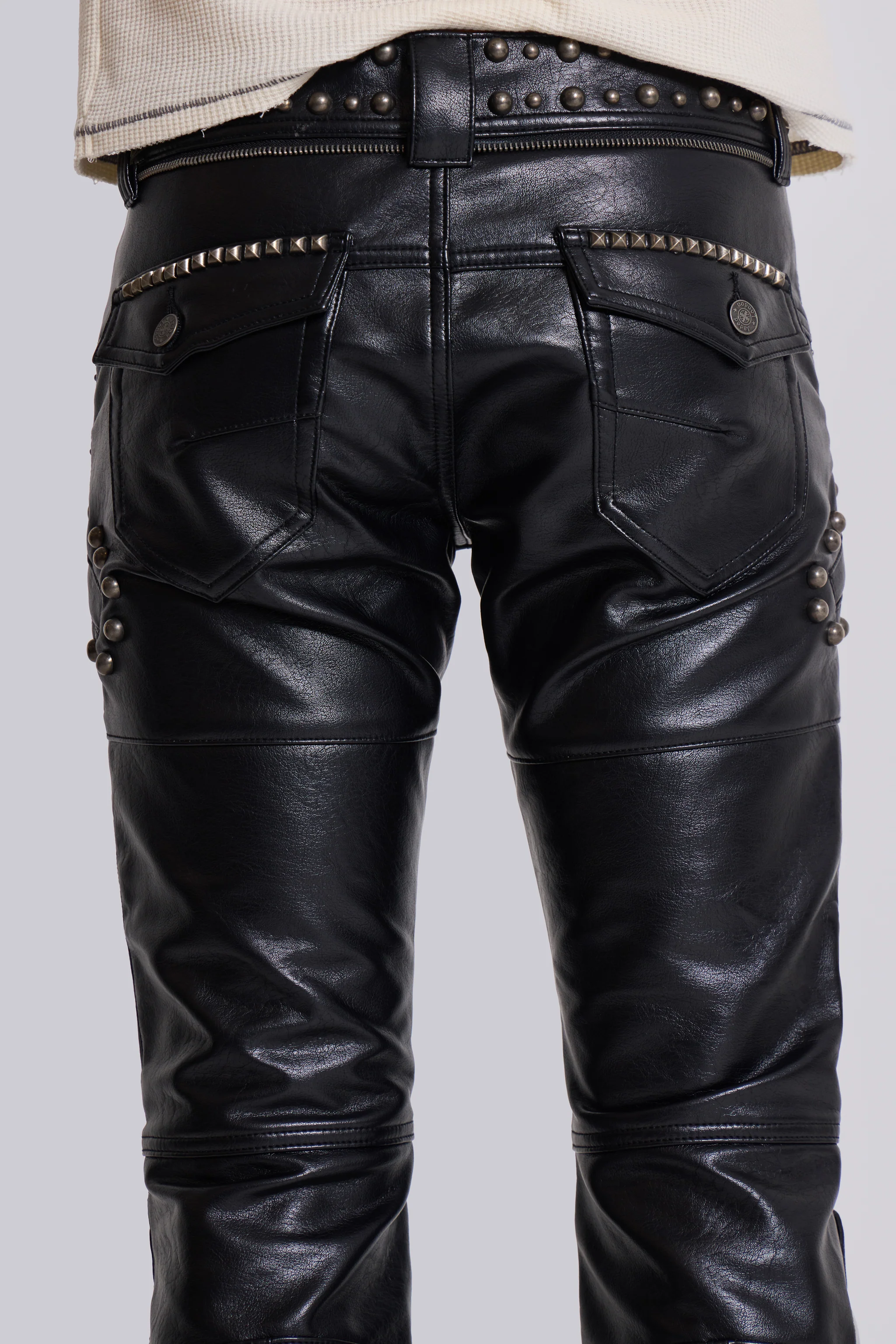 Black Carbon Studded Drift Bootcut Pants - Image 7