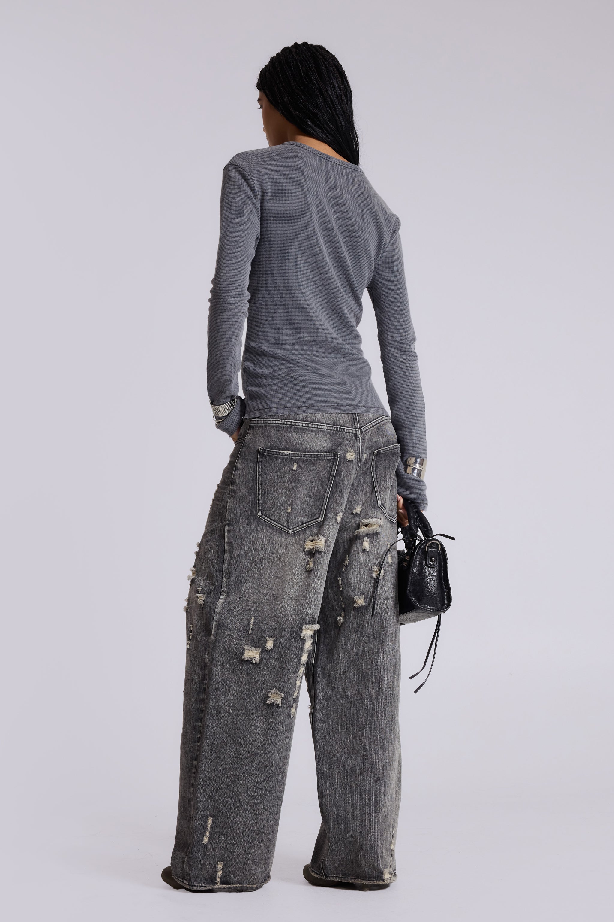 Charcoal Waffle Henley Top - Image 7