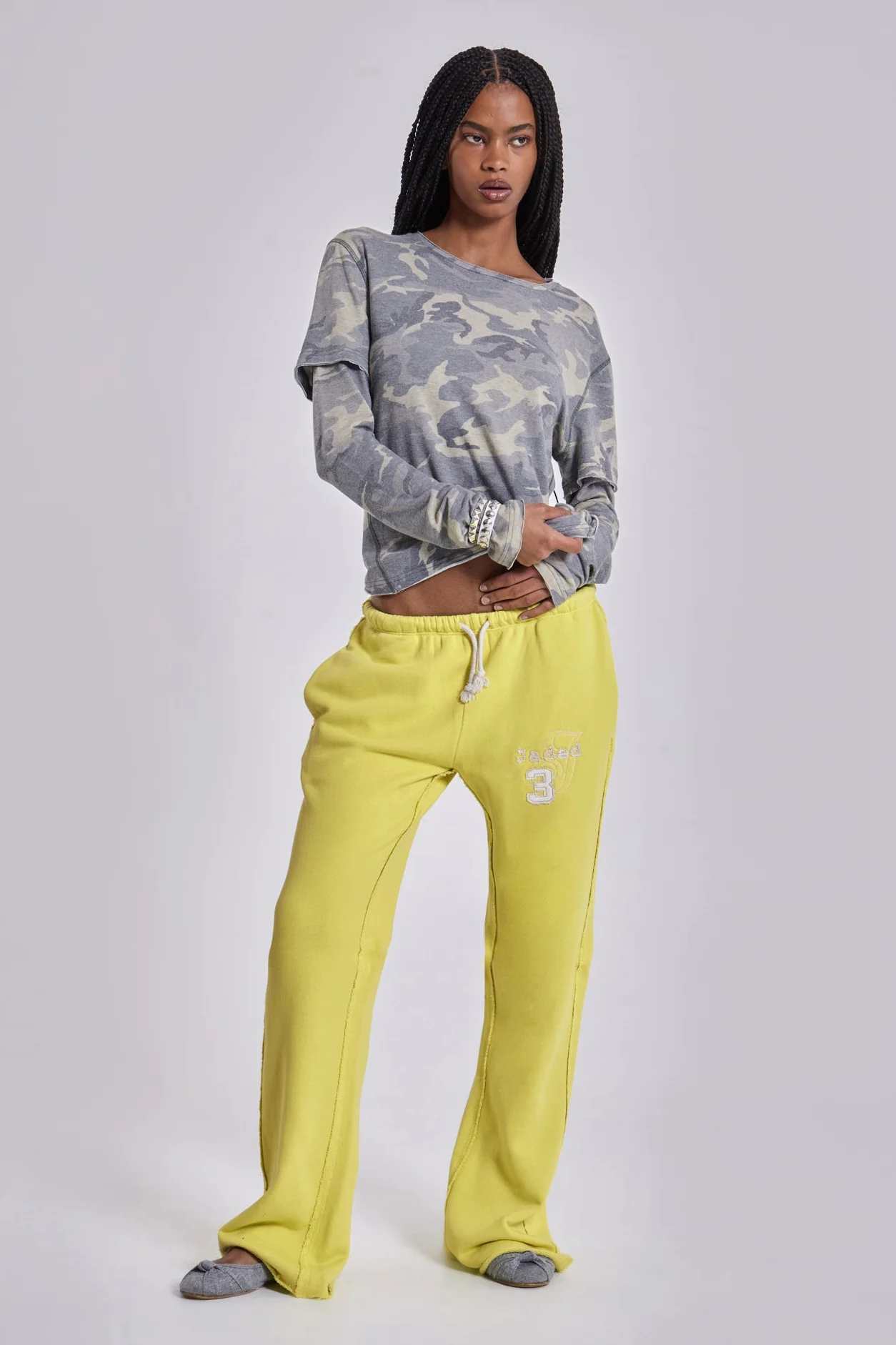 Cleo Slouchy Bootcut Jogger in Neon - Image 3