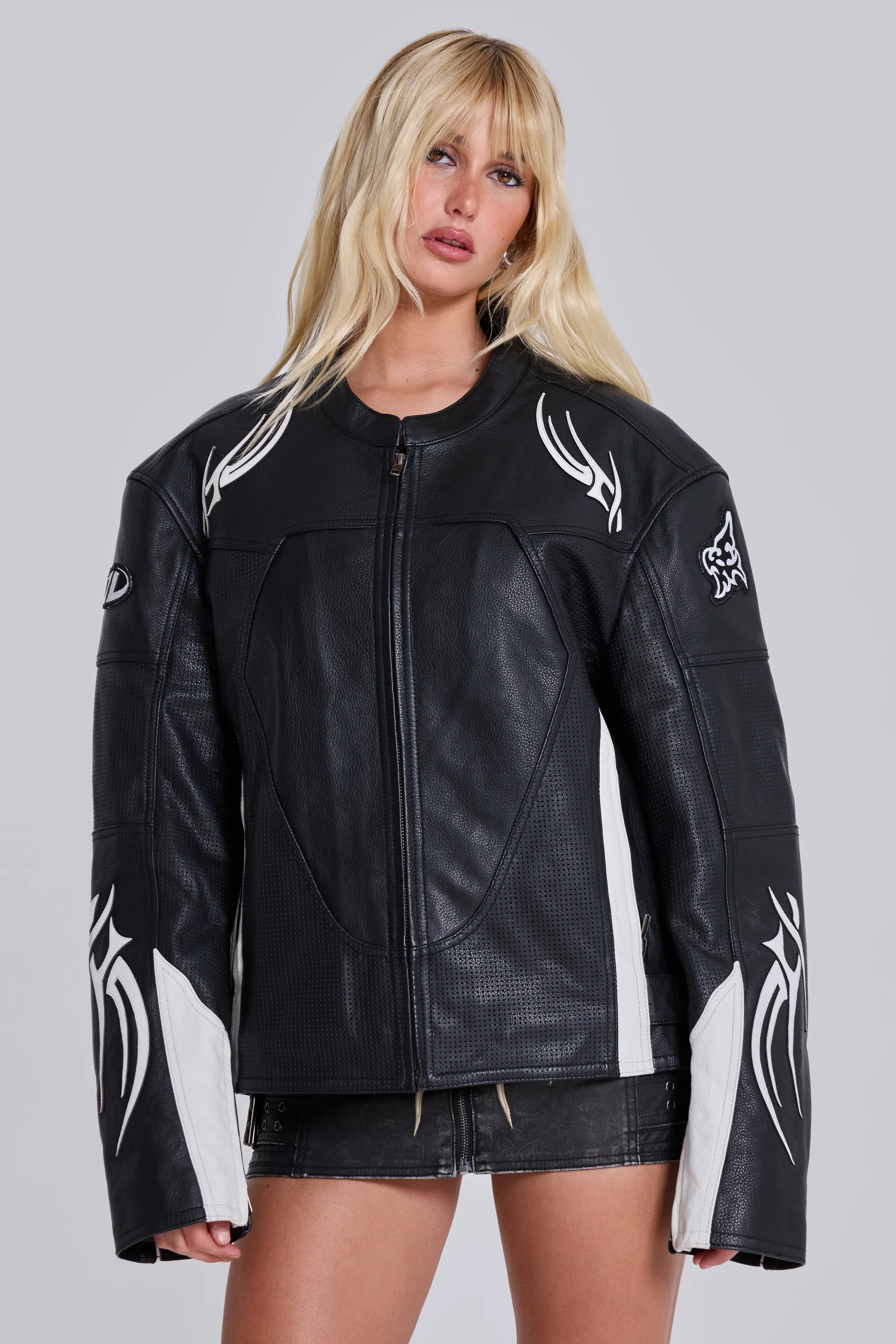 Crash Leather Biker Jacket - Image 4