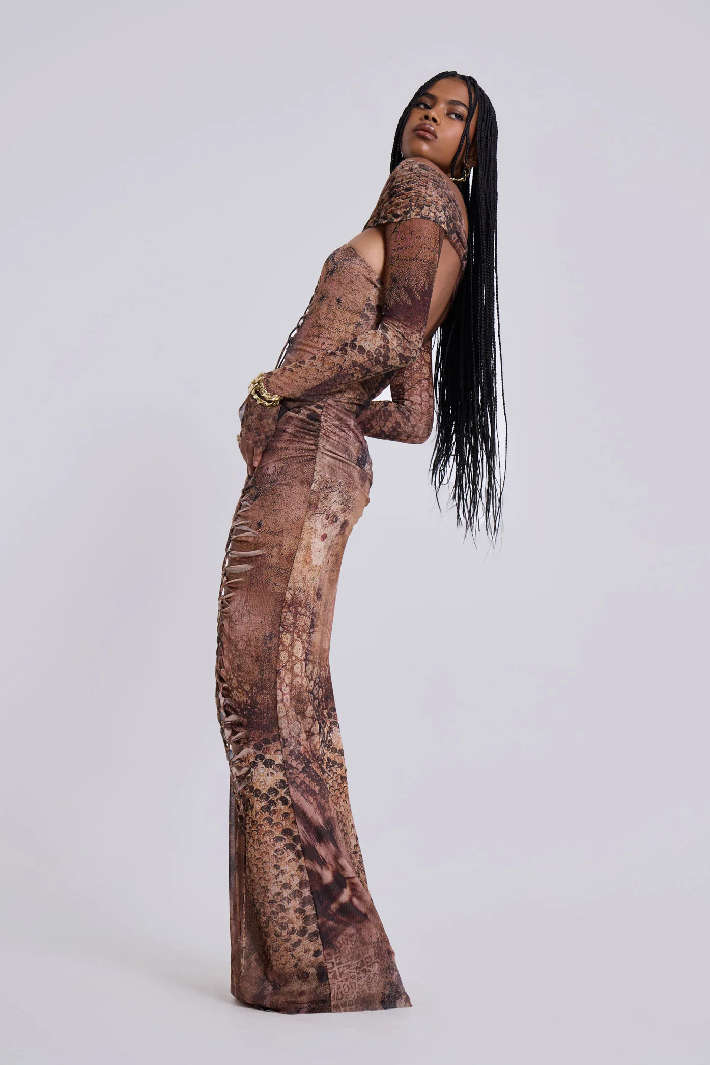 Dahna Macrame Mesh Maxi Dress - Image 5