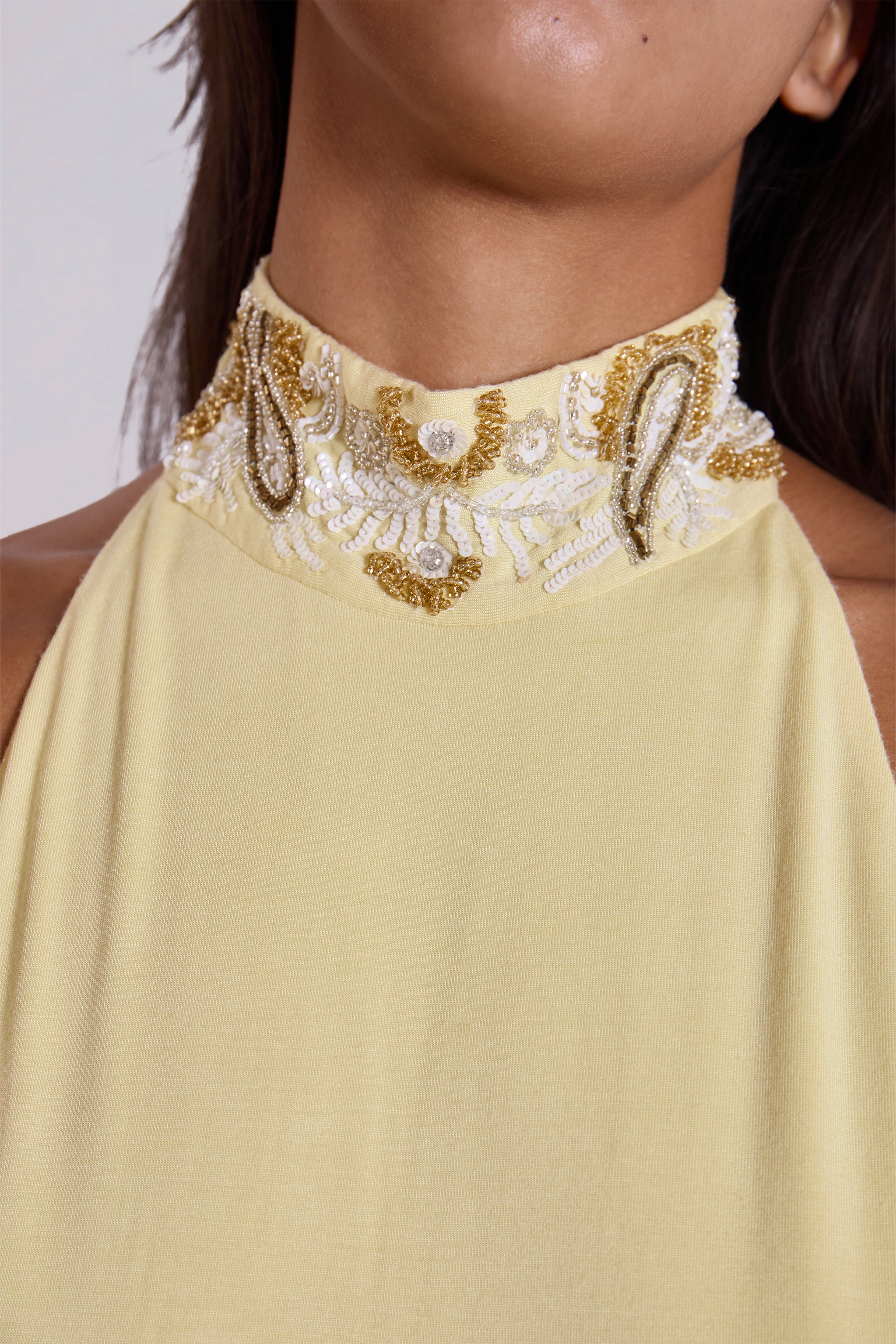 Darya Hand Beaded Backless Maxi Dress in Butter - Image 7
