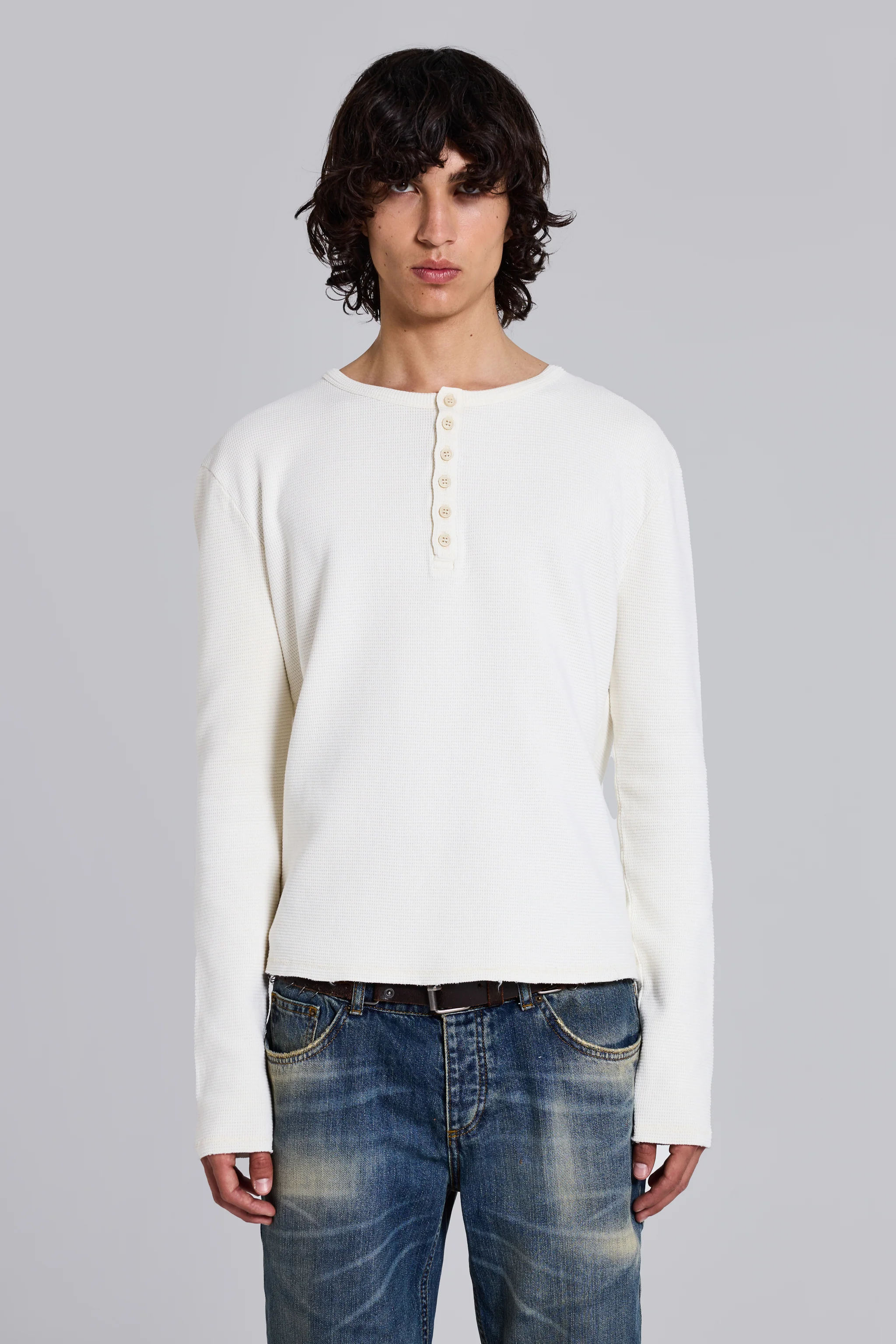 Ecru Waffle Henley Top - Image 5