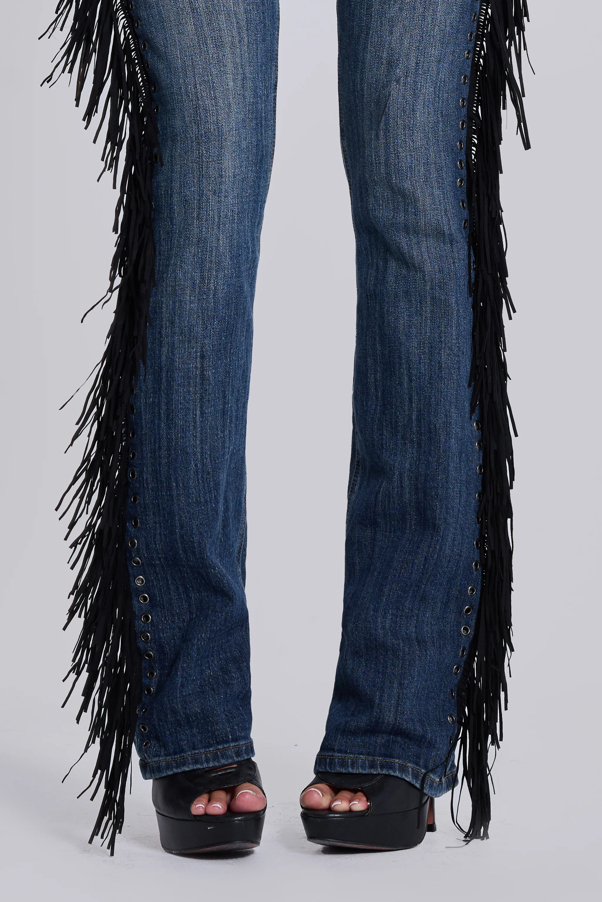 El Topo Fringe Bootcut Jeans in Blue Wash - Image 5