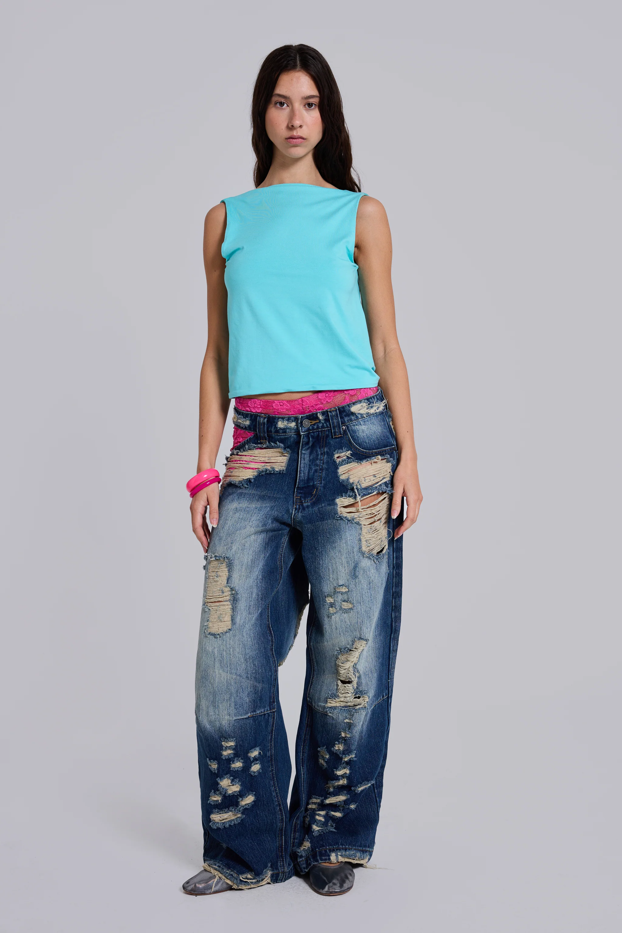 Evaryn Backless Twist Top in Turquoise - Image 8