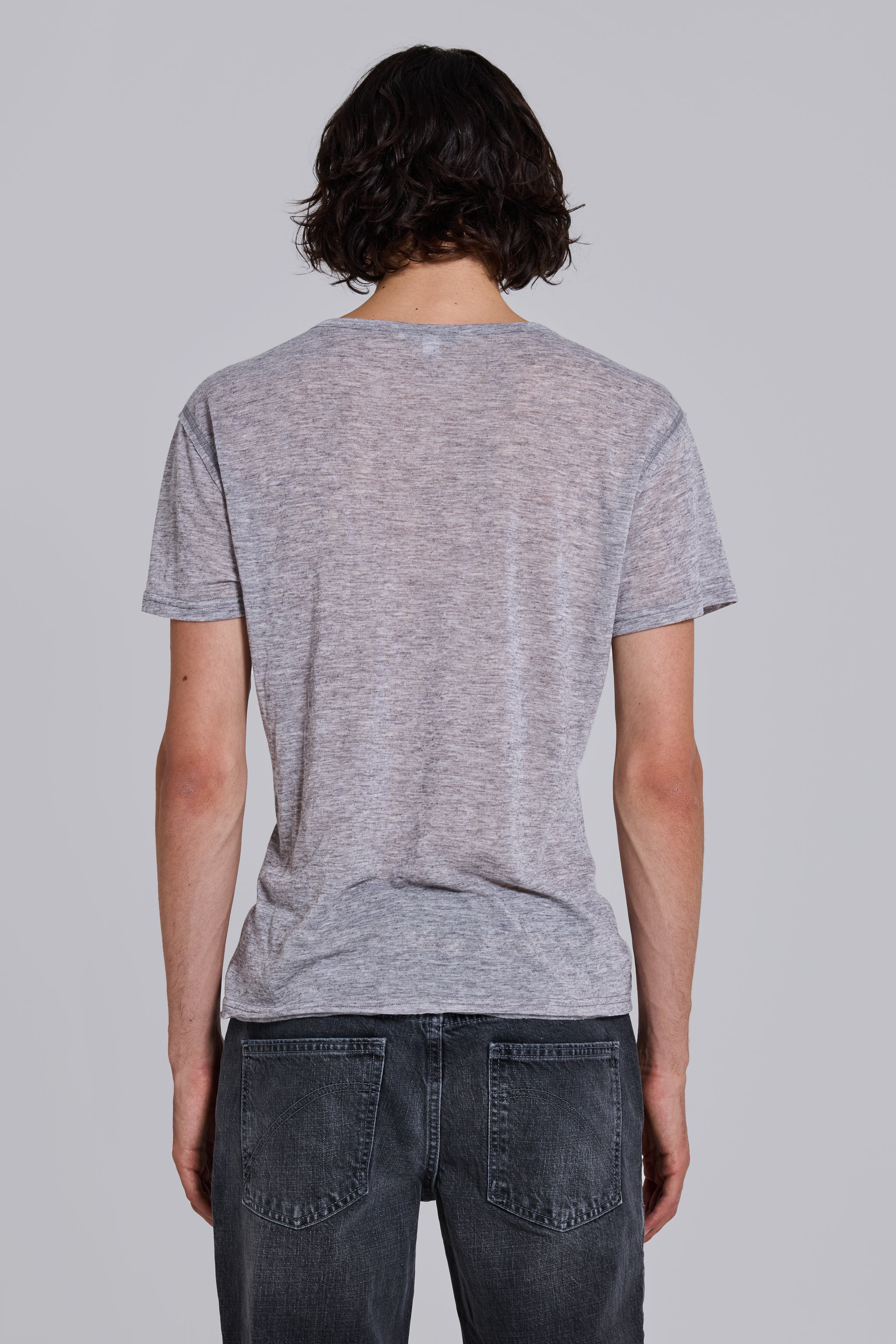 Grey Marl Haze Henley T-Shirt - Image 5