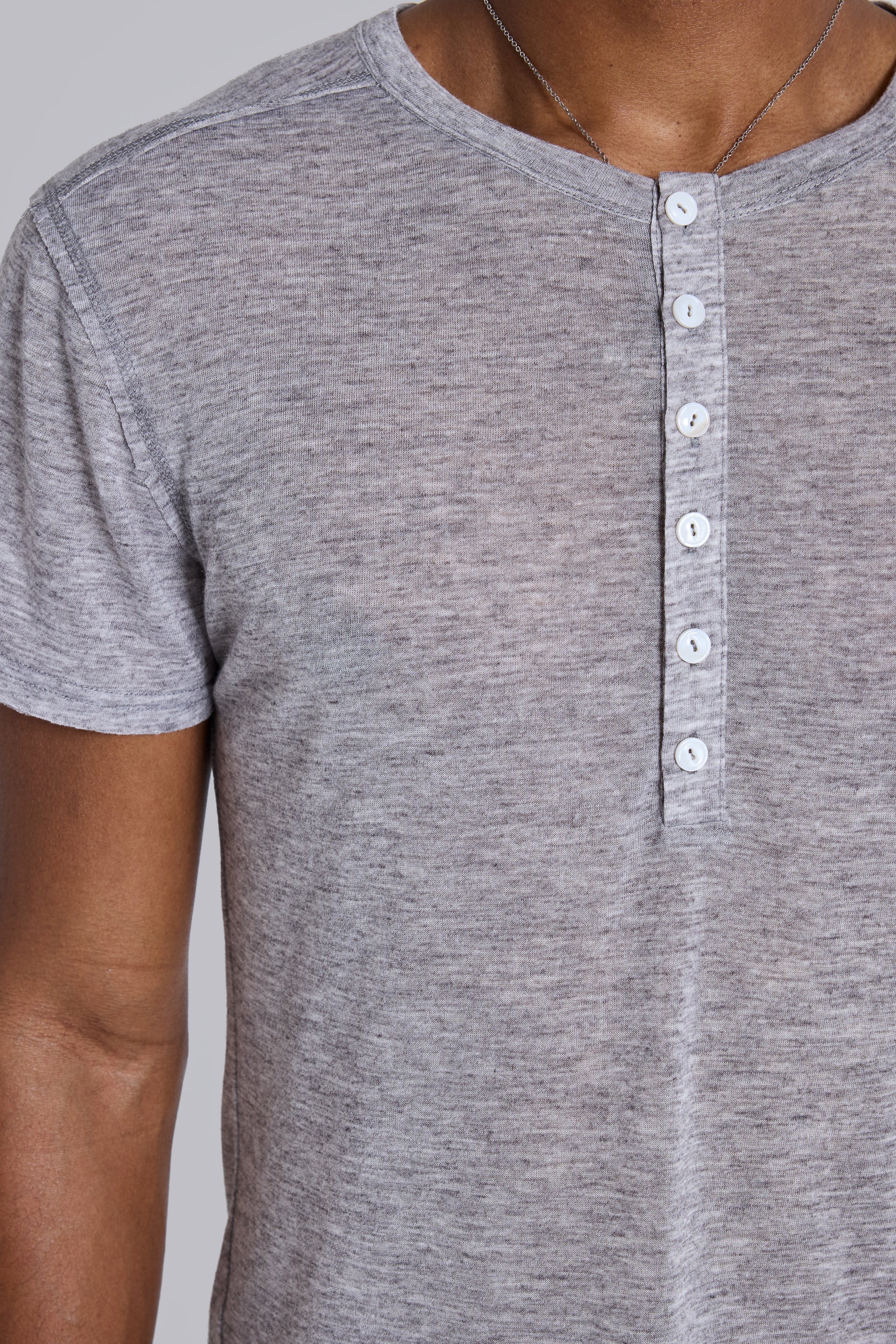 Grey Marl Haze Henley T-Shirt - Image 9