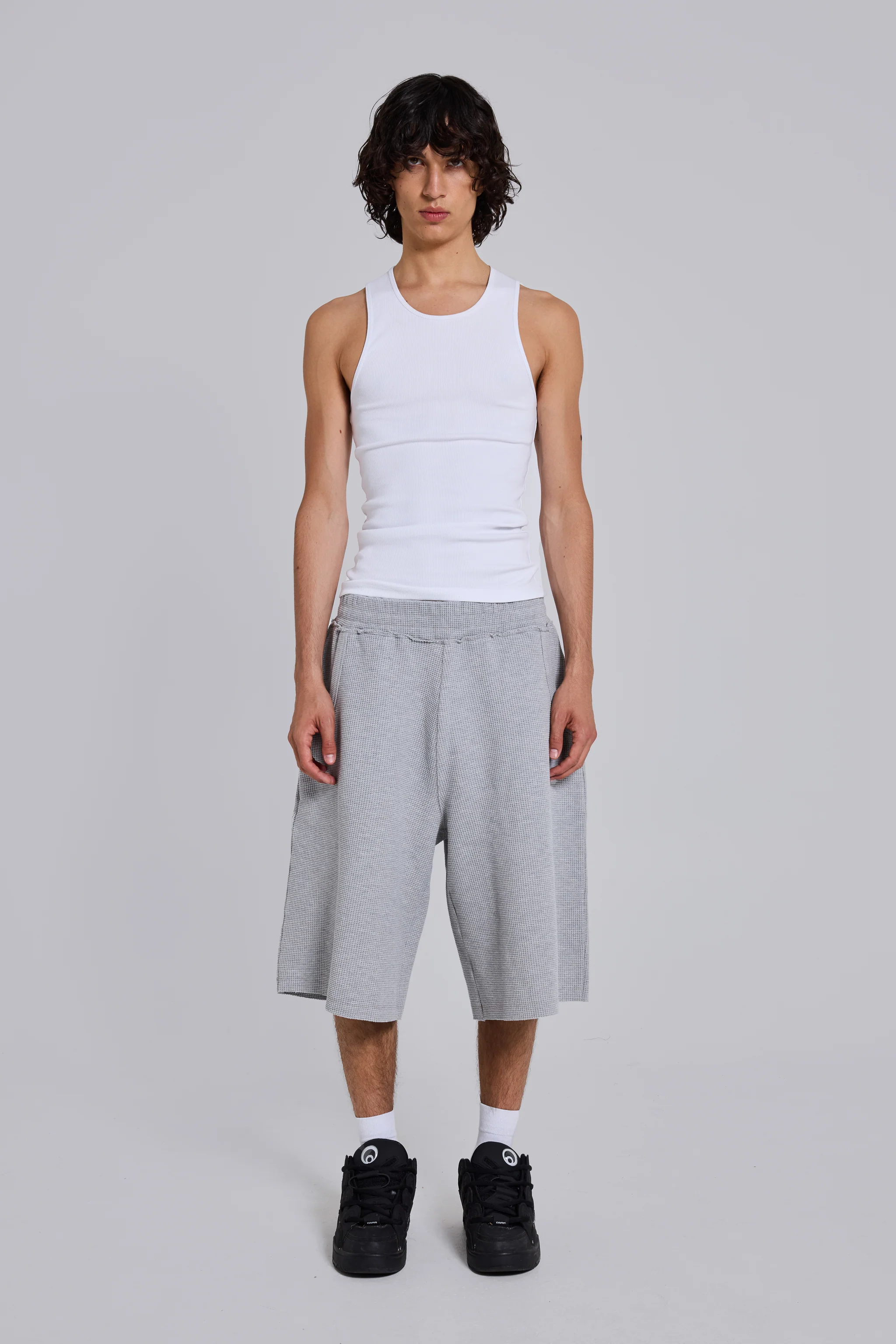 Grey Marl Waffle Monster Jogger Shorts - Image 14