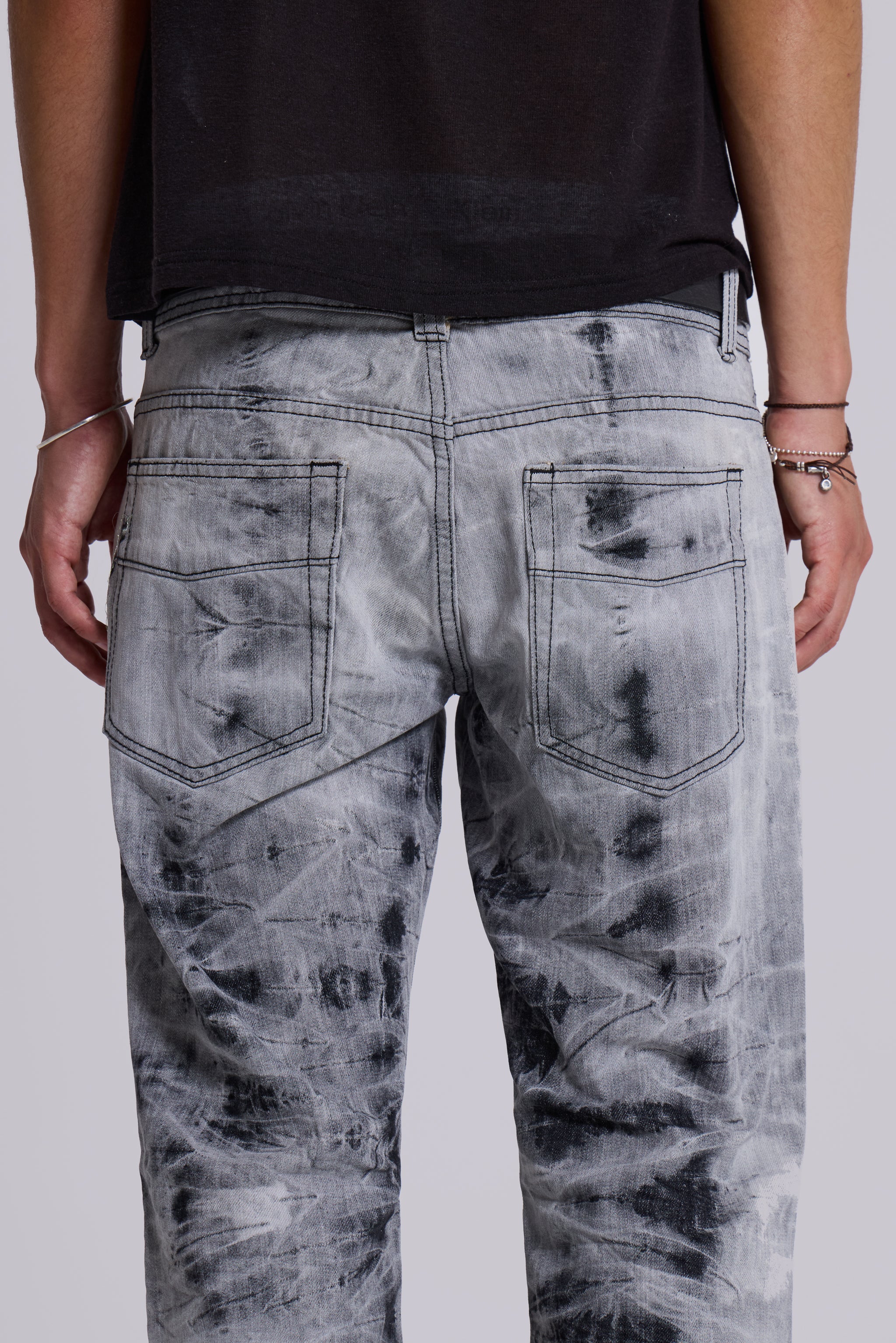 Grey Tie Dye Drift Bootcut Jeans - Image 8