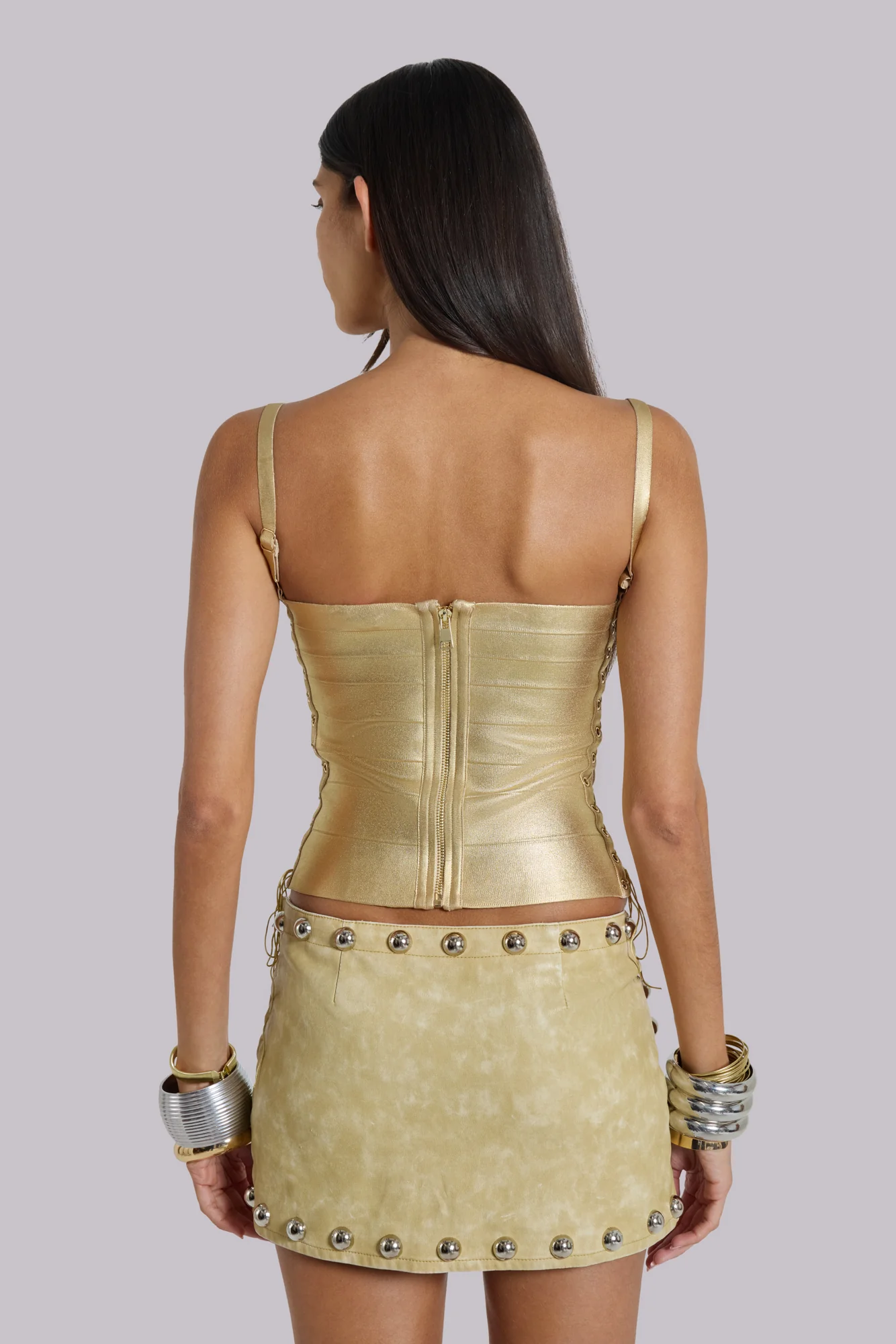 Idol Metallic Bandage Corset Top in Gold - Image 5