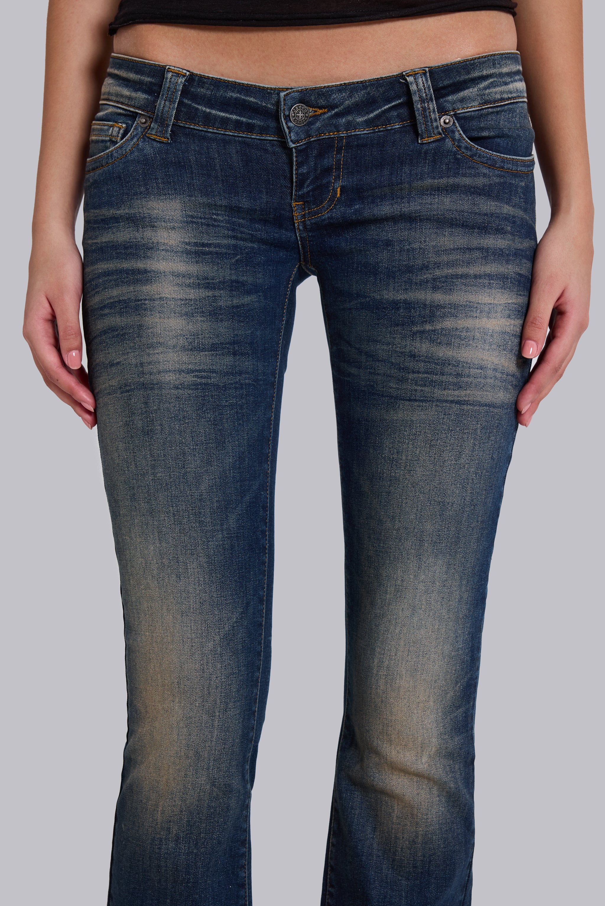 Kelsey Low Rise Skinny Bootcut Jeans in Dark Wash - Image 13