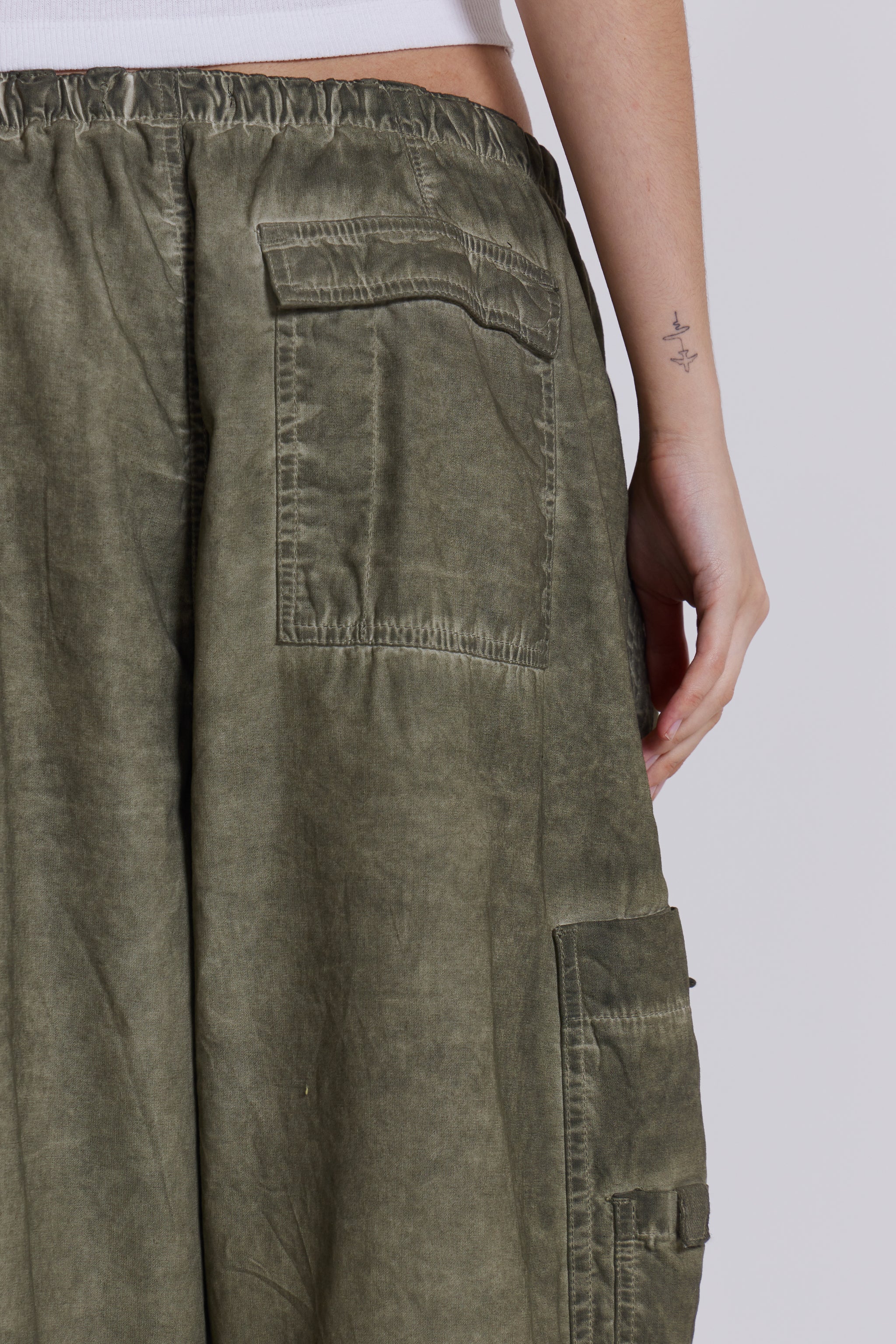 Khaki Oil Wash Parachute Pants - Image 5