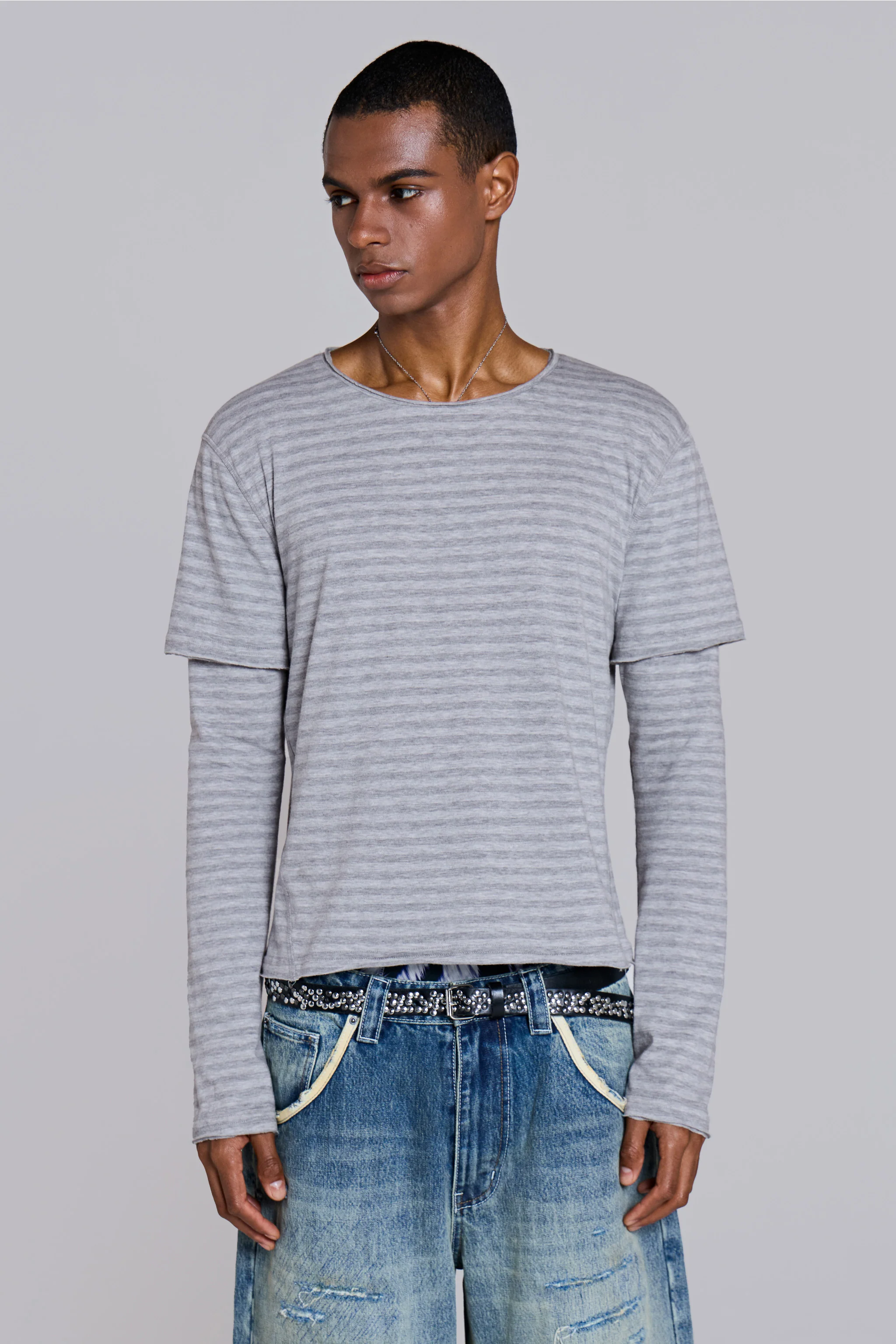 Line Double Layer Long Sleeve Top - Image 3