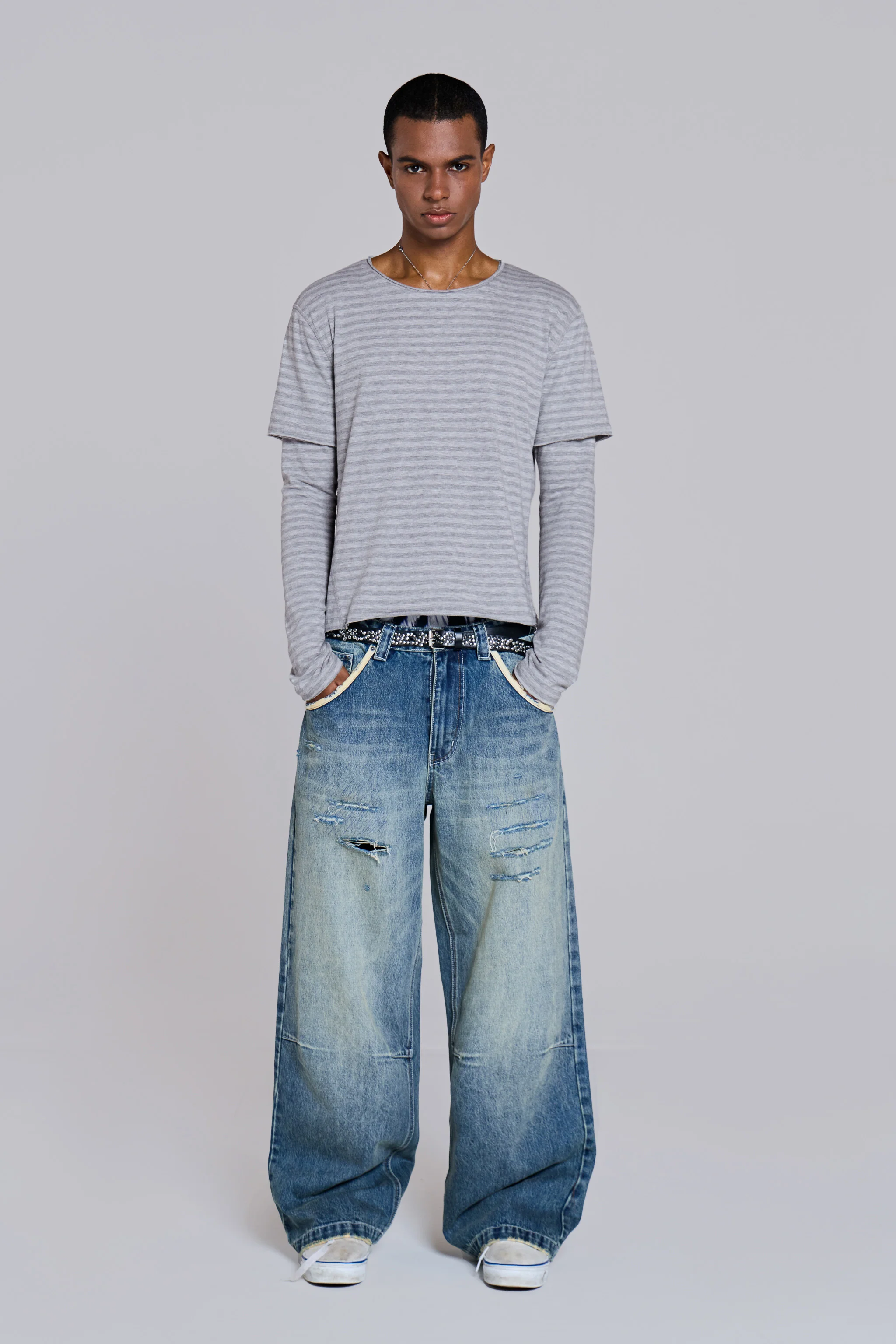 Line Double Layer Long Sleeve Top - Image 5