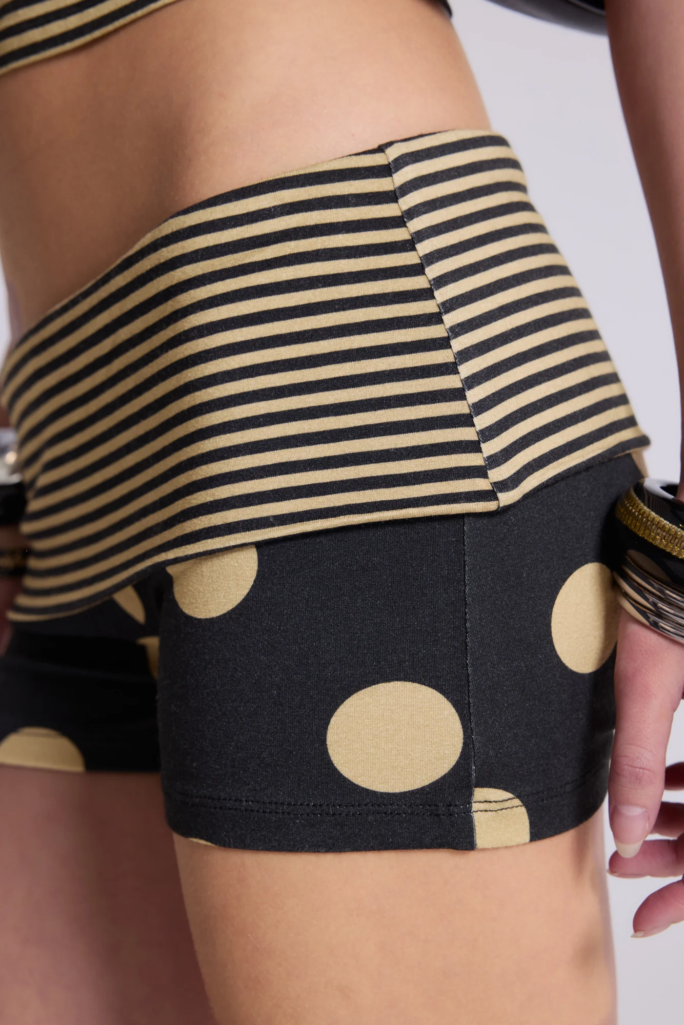 Lola Polkadot Fold Over Waistband Mini Shorts - Image 4