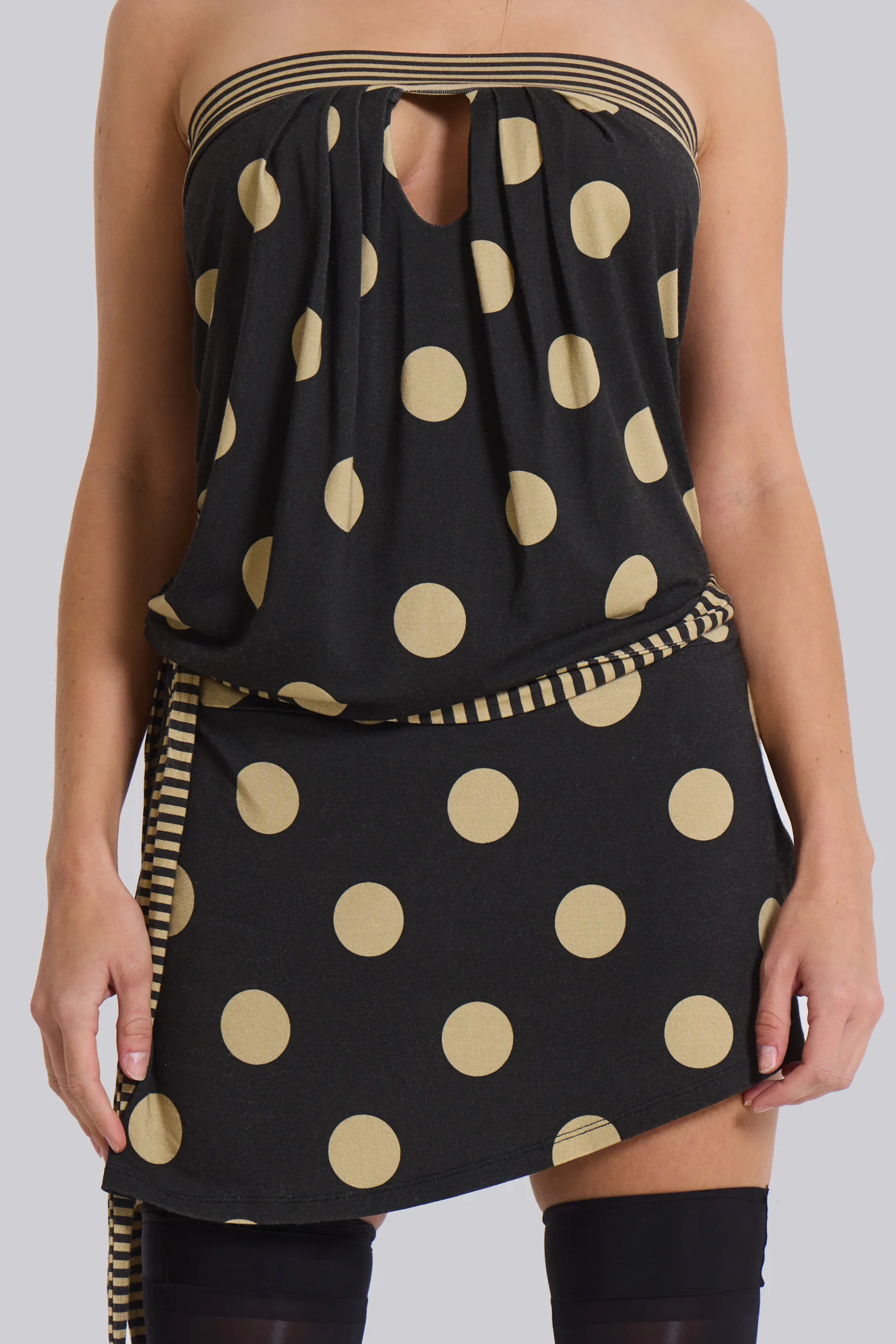 Lola Strapless Mini Dress in Polkadot Stripe - Image 10