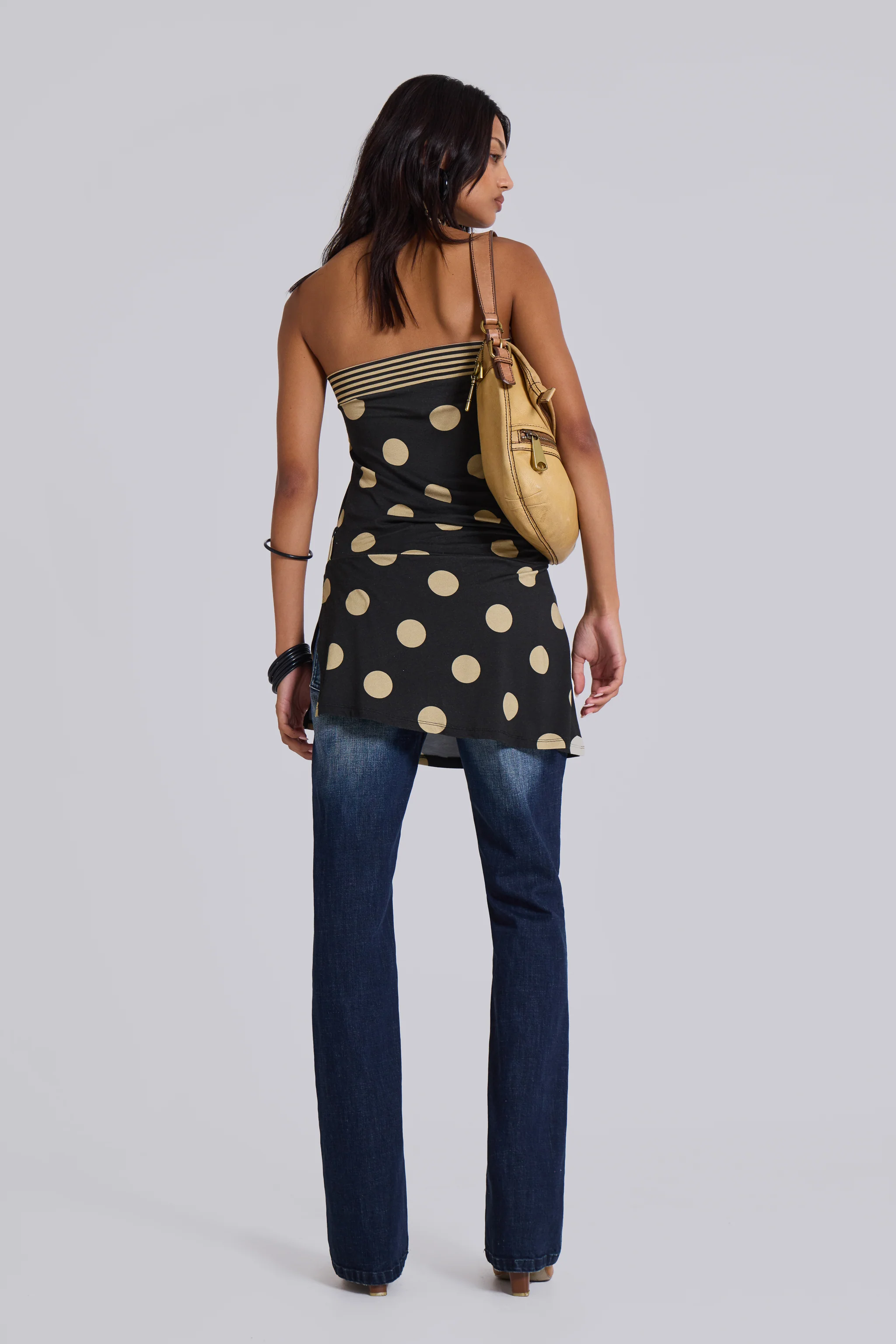 Lola Strapless Mini Dress in Polkadot Stripe - Image 5