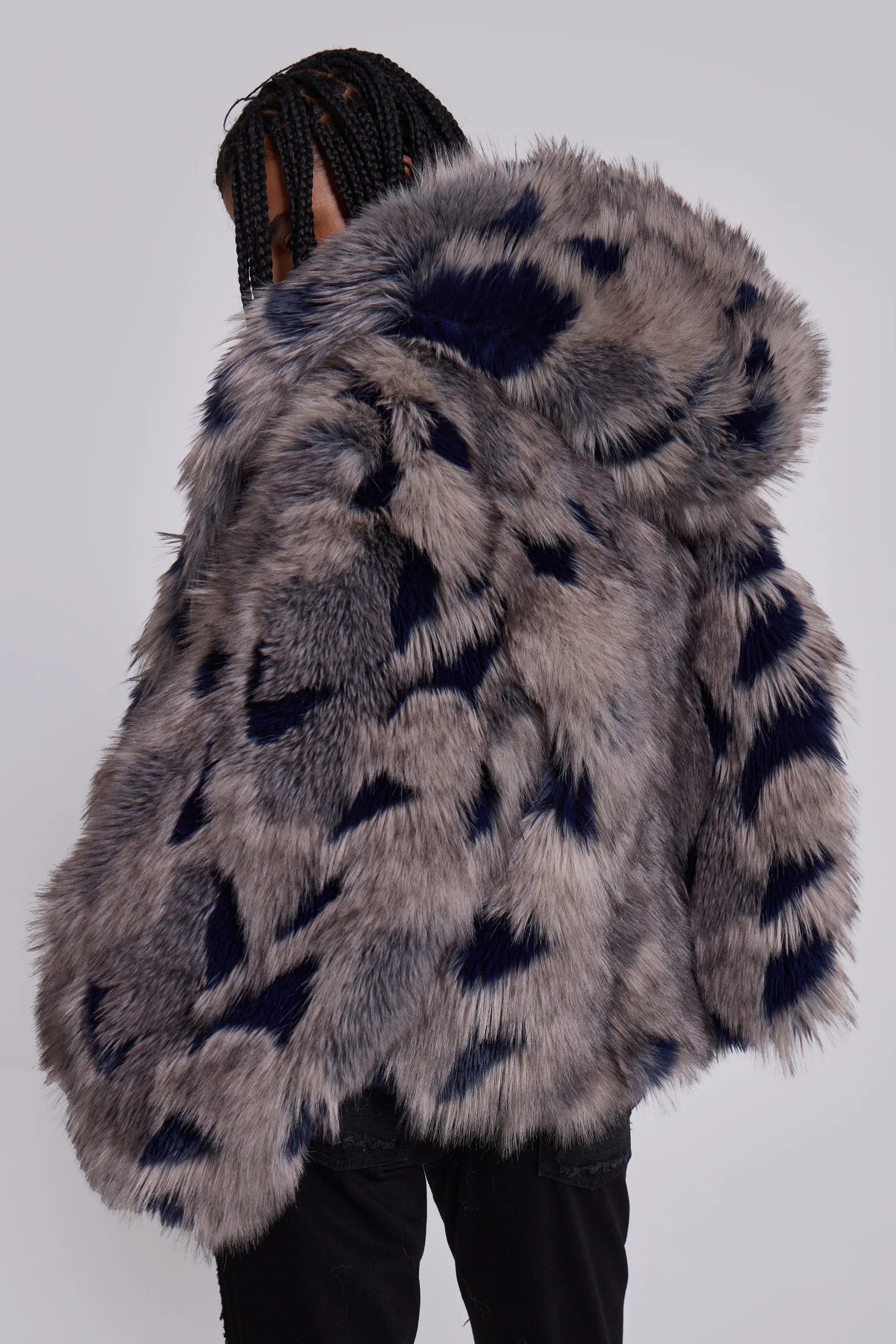Mara Oversized Faux Fur Coat in Ashen - Image 7