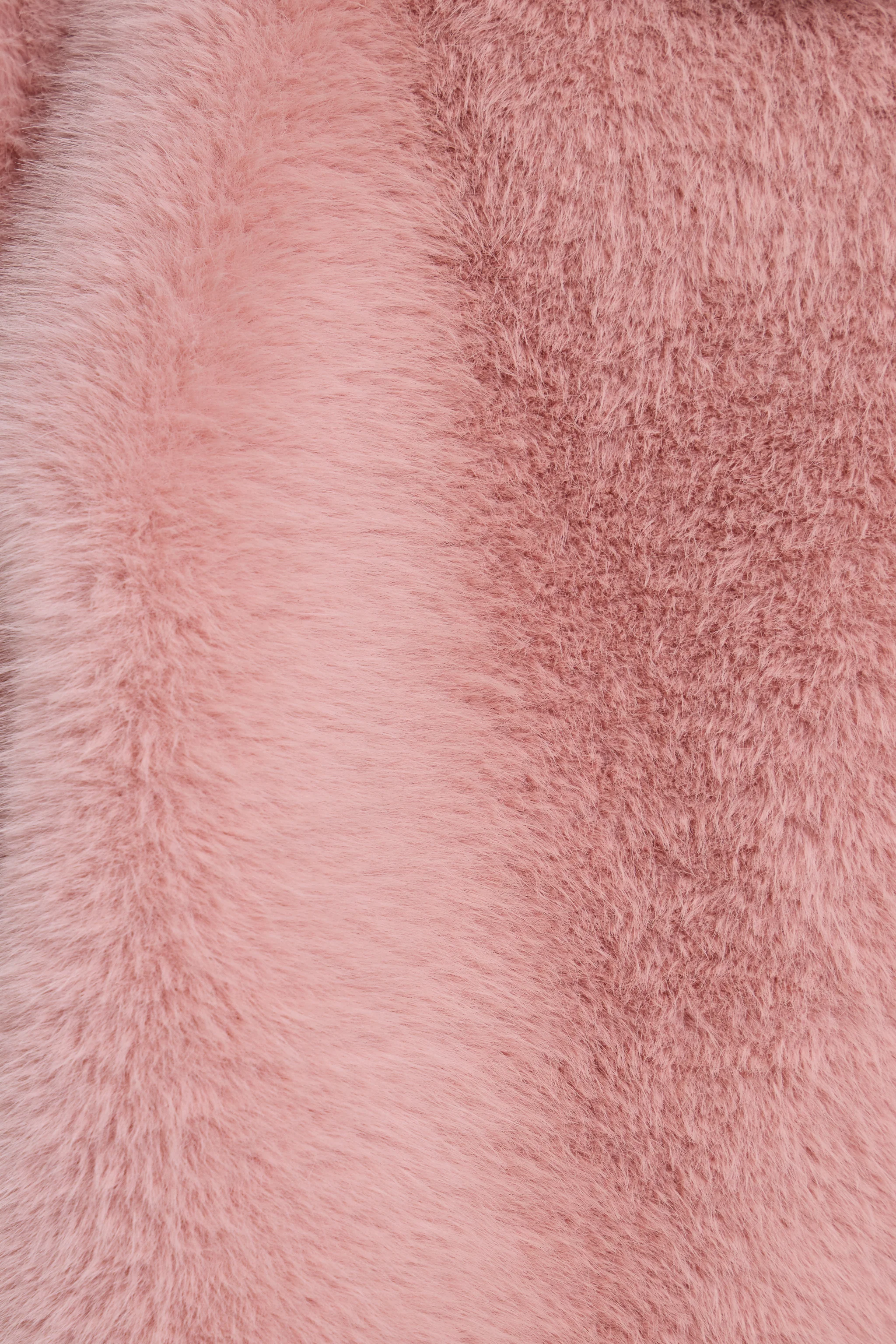 Mara Oversized Faux Fur Coat in Pink - Image 7