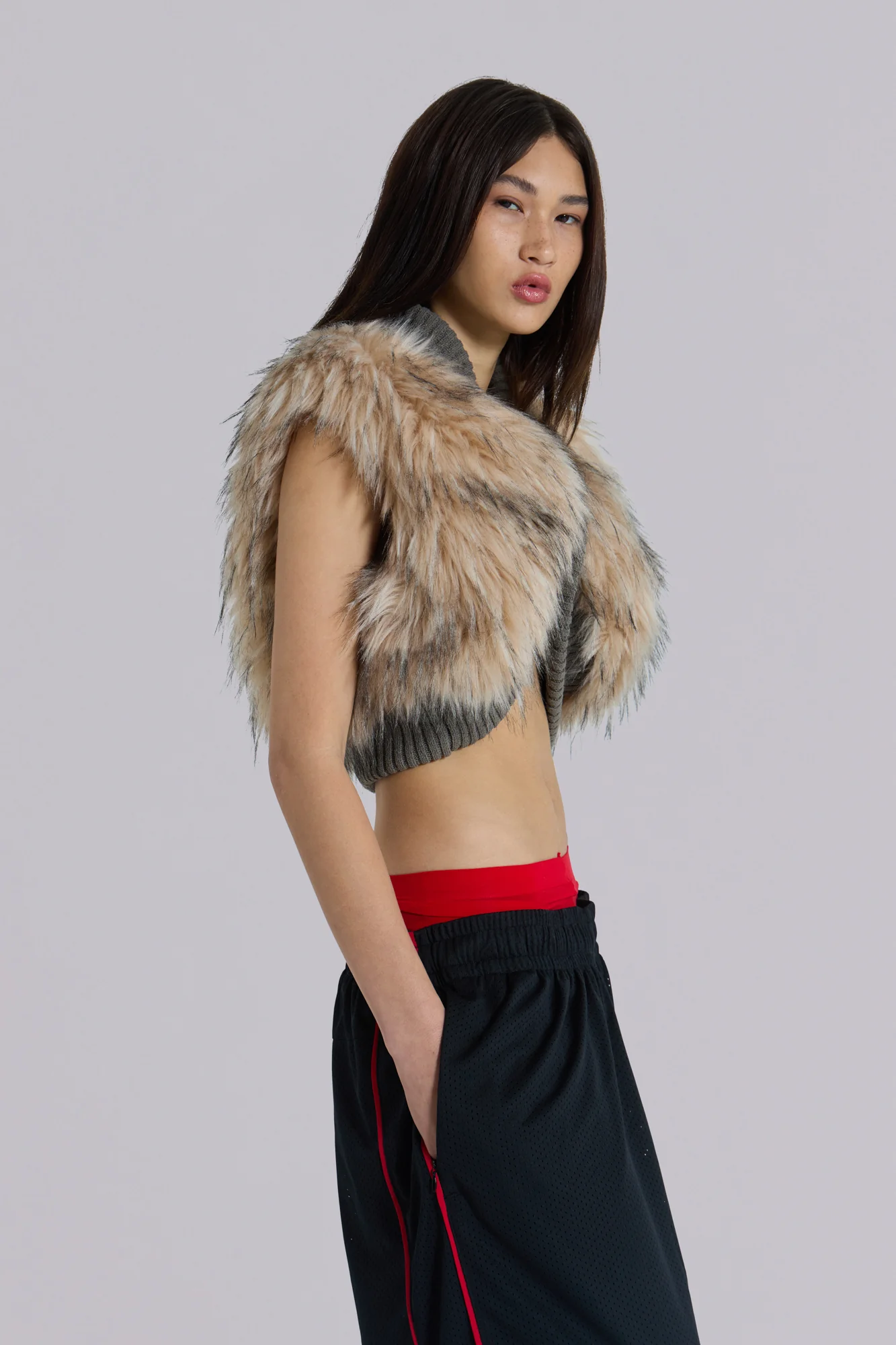 Meka Faux Fur Knit Shrug - Image 12