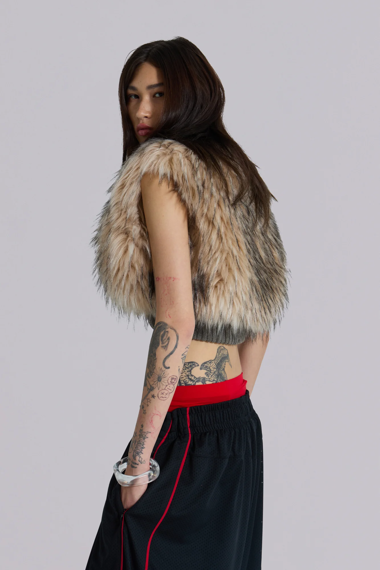 Meka Faux Fur Knit Shrug - Image 7