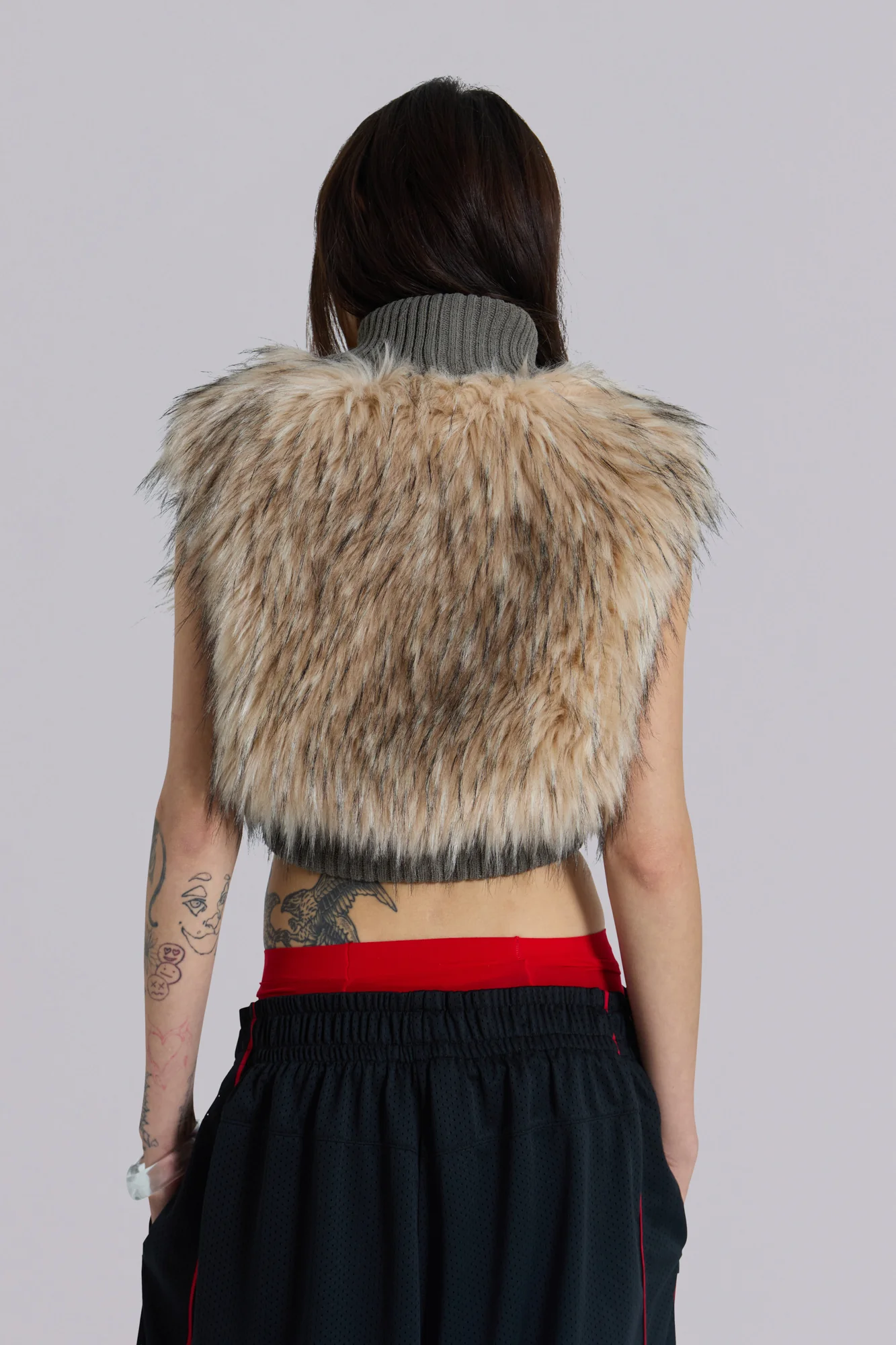 Meka Faux Fur Knit Shrug - Image 9