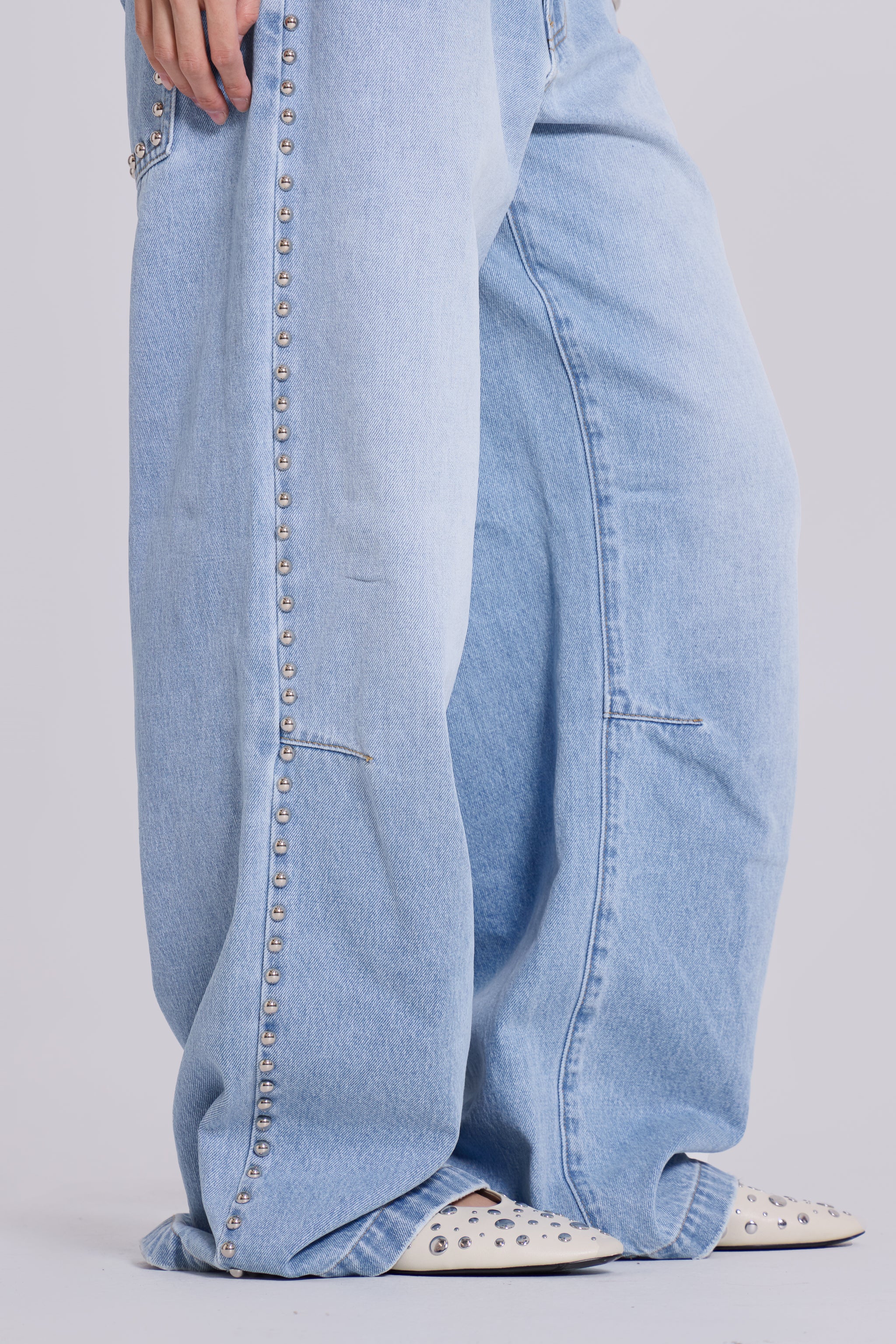 Nailed Studded Colossus Jeans in Light Blue Wash - Image 5
