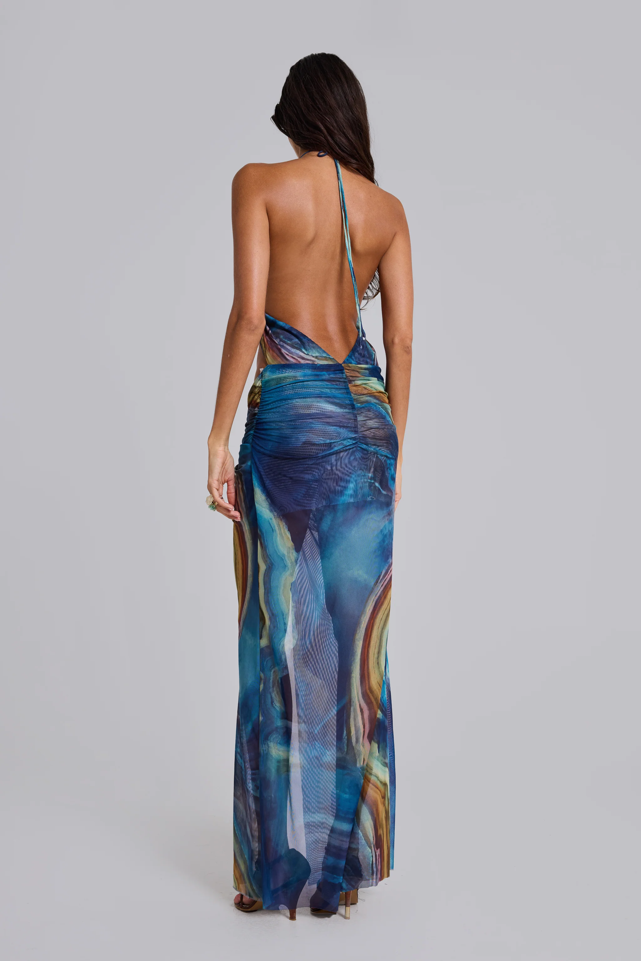 Quartz Halter Maxi Dress with Crystals - Image 3