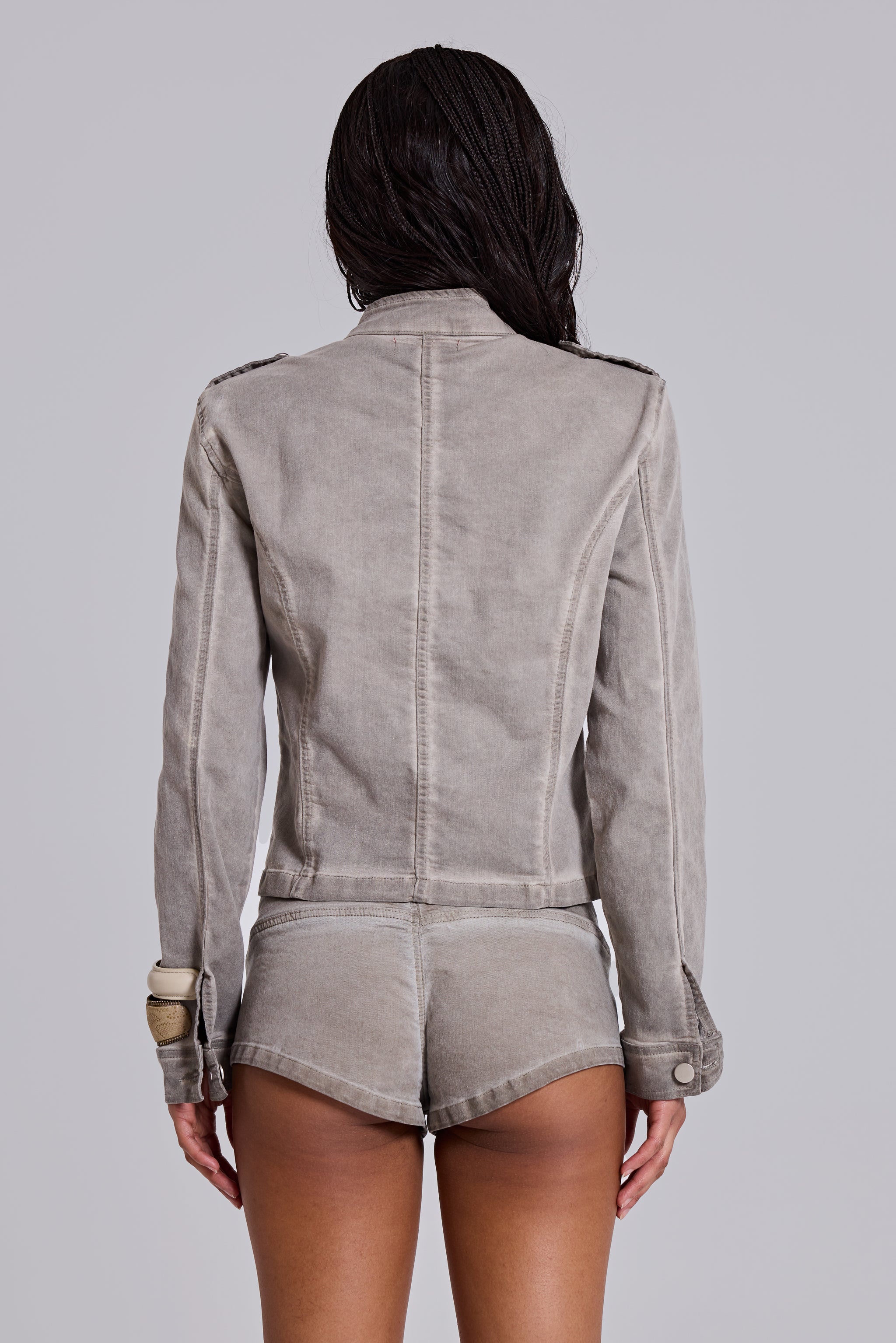 Rebel Military Mini Shorts in Clay - Image 10
