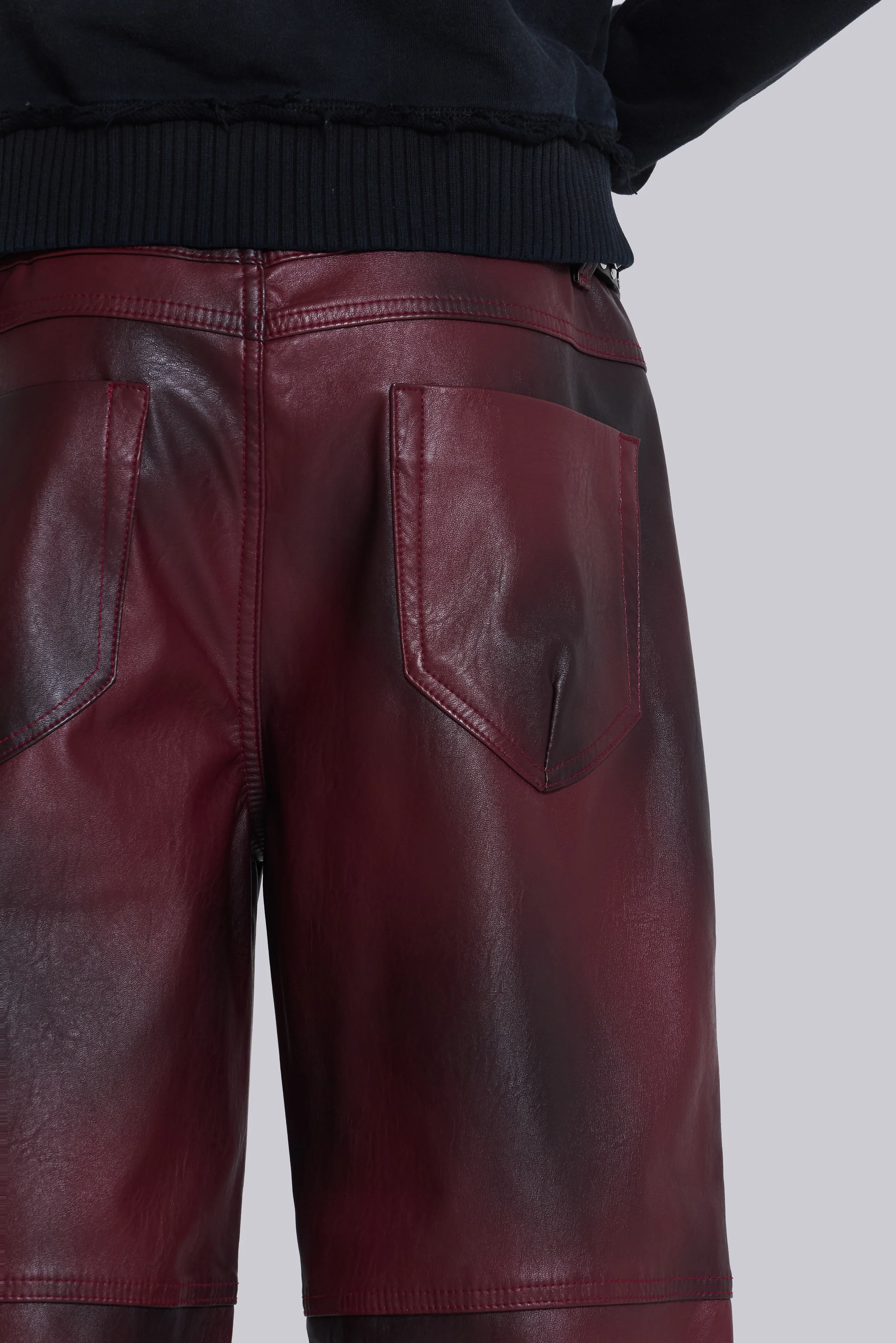 Oxblood Faux Leather Pants - Image 7
