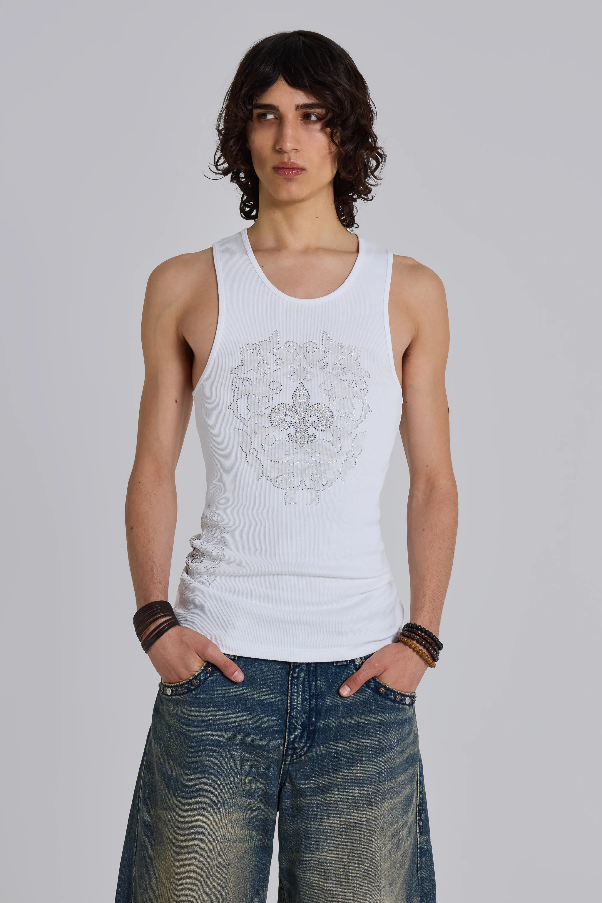 Rock Revival Rhinestone Fleur de Lis Vest Top - Image 7