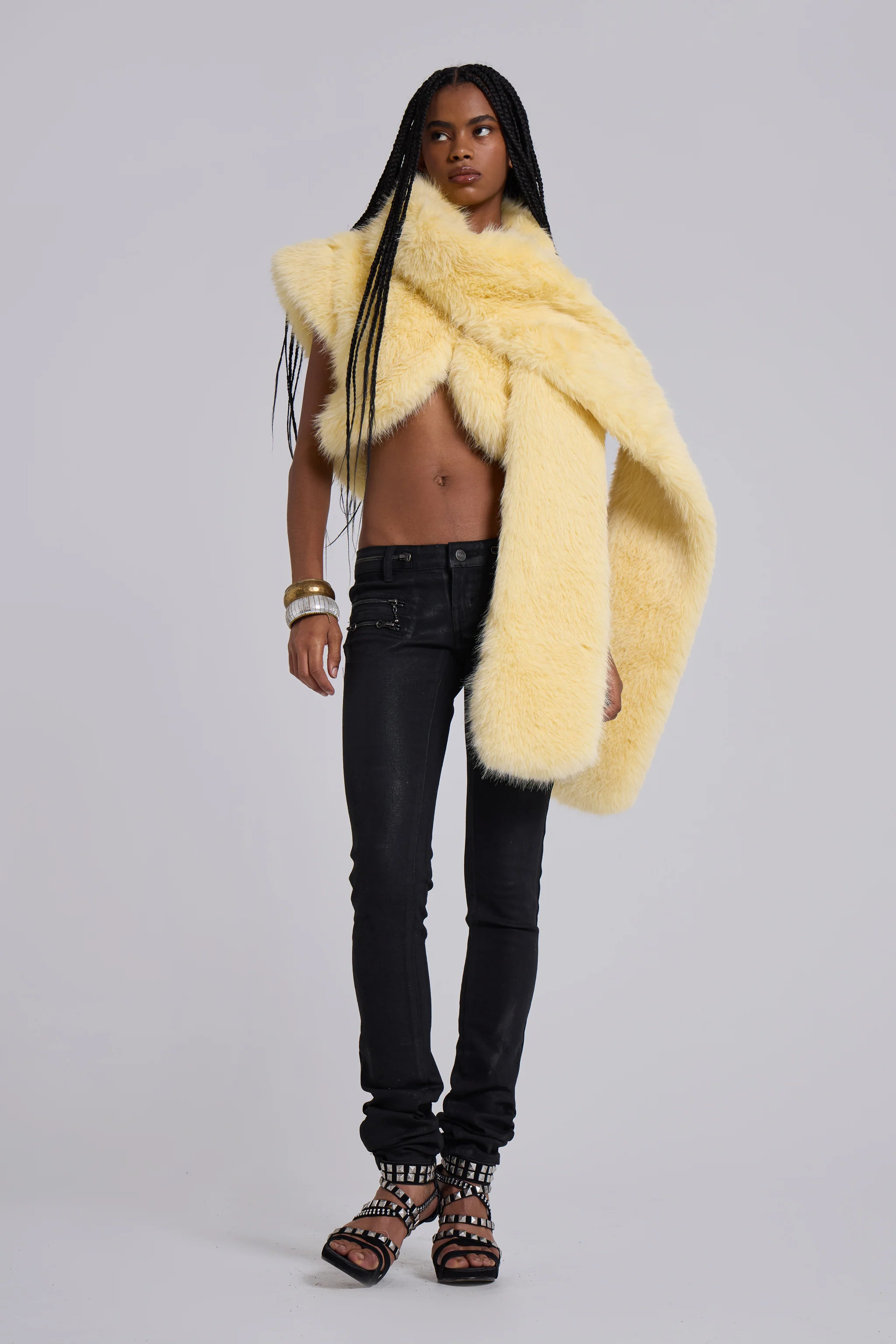 Saskia 2-in-1 Faux Fur Shrug in Yellow - Image 5