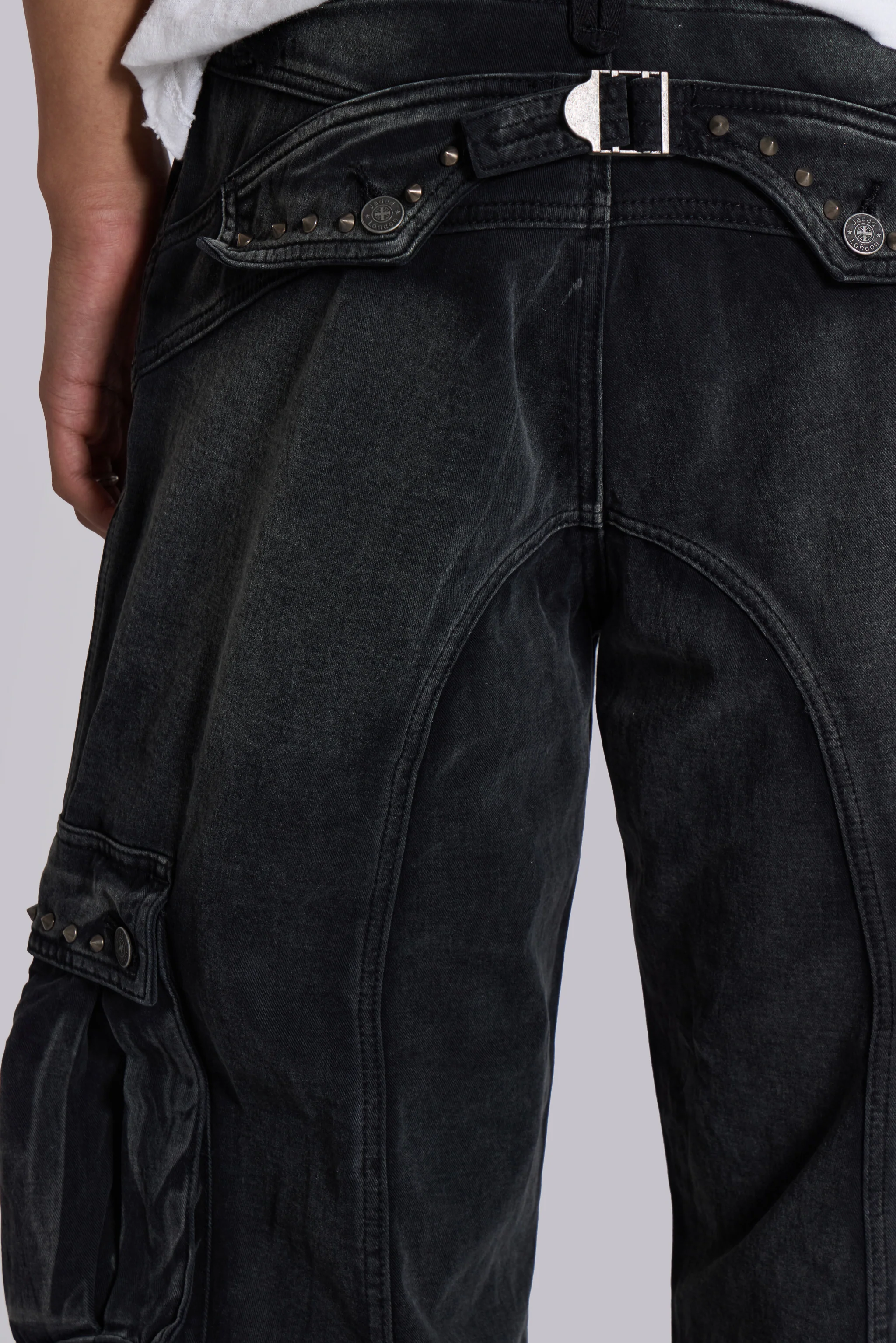Sun Faded Black Trooper Cargo Pants - Image 8