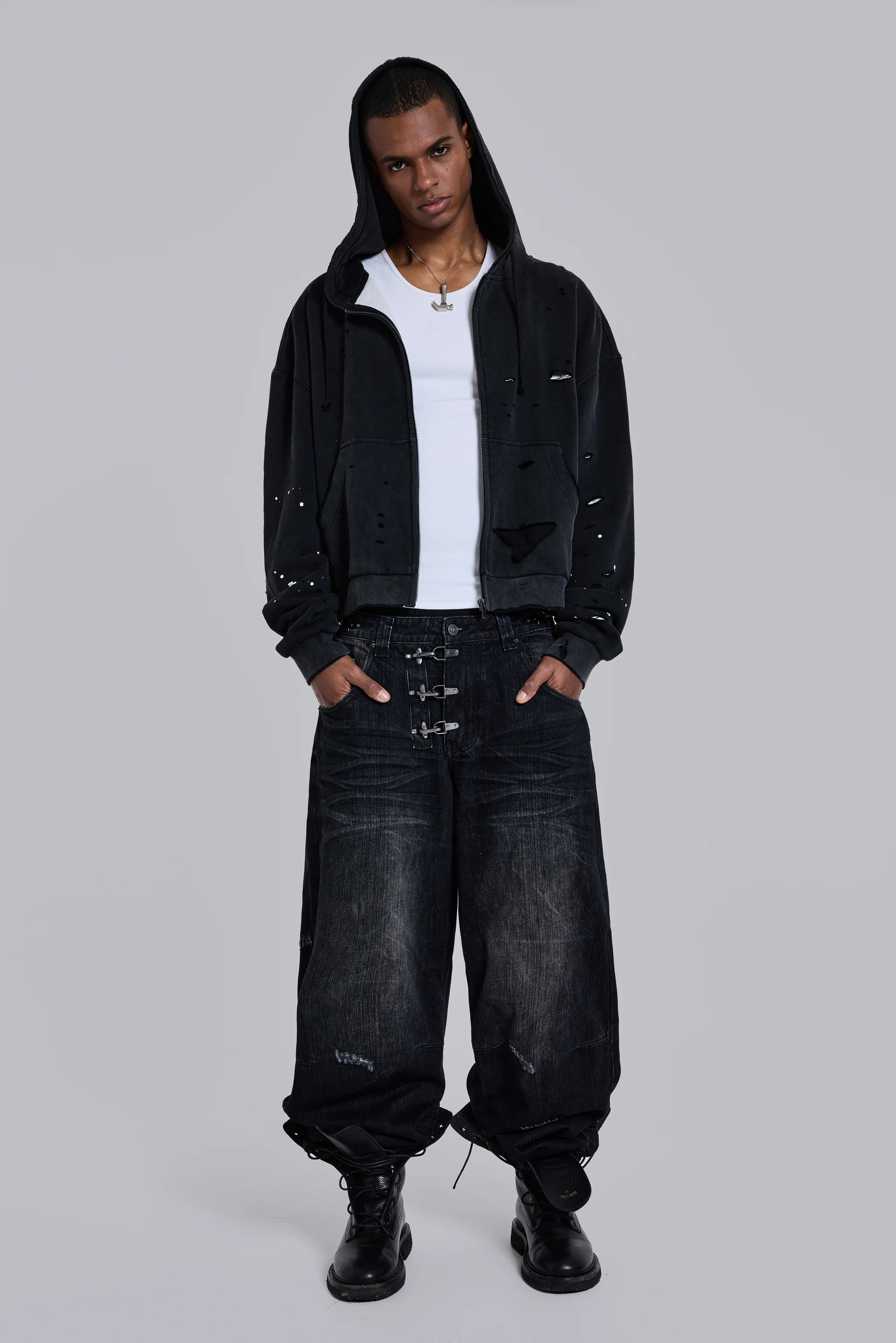 Sun Faded Waffle Lined Zip Hoodie - Image 13