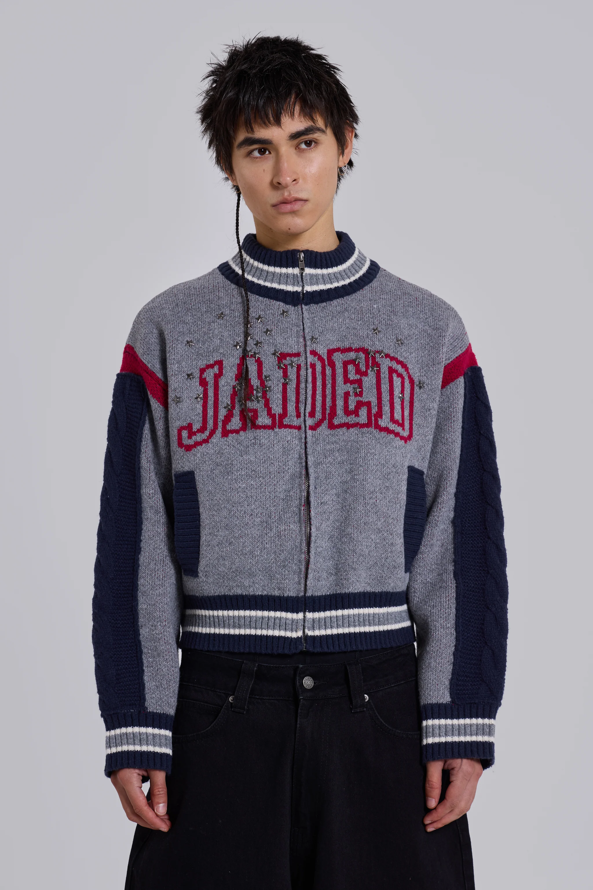 Team USA Studded Knitted Bomber Jacket - Image 5