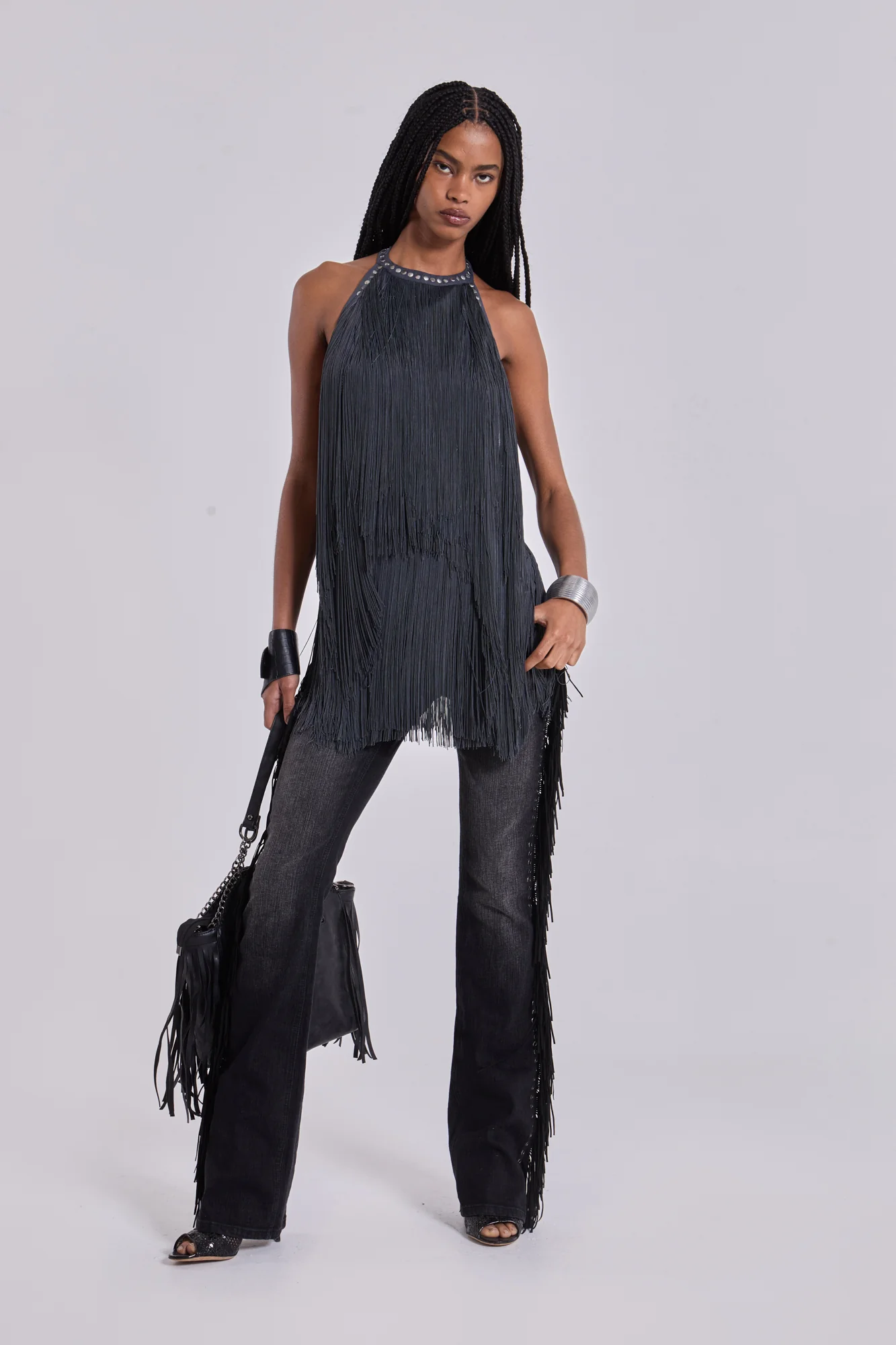 Vadra Backless Fringe Mini Dress - Image 12