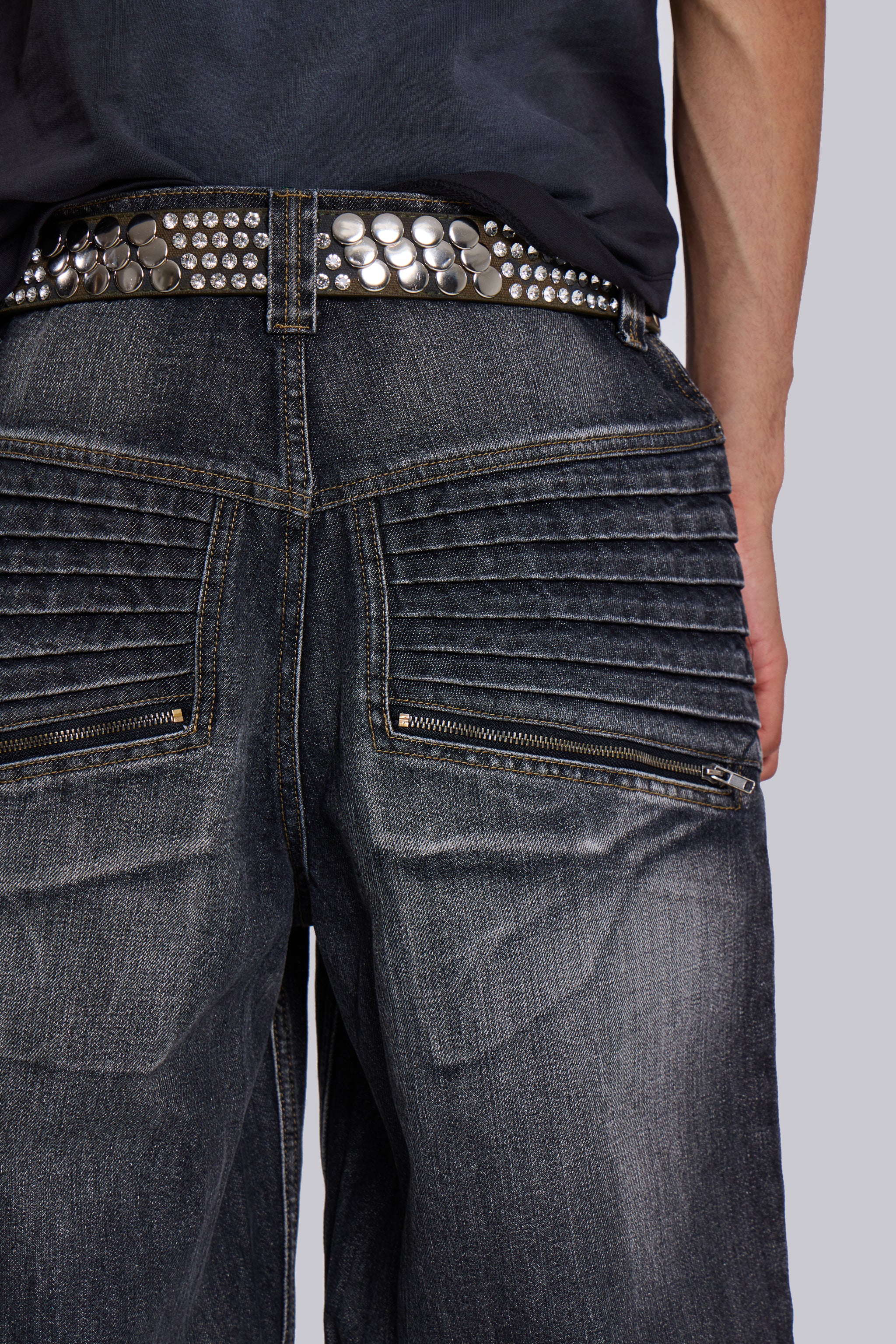 Washed Black Crash Biker Colossus Jeans - Image 4