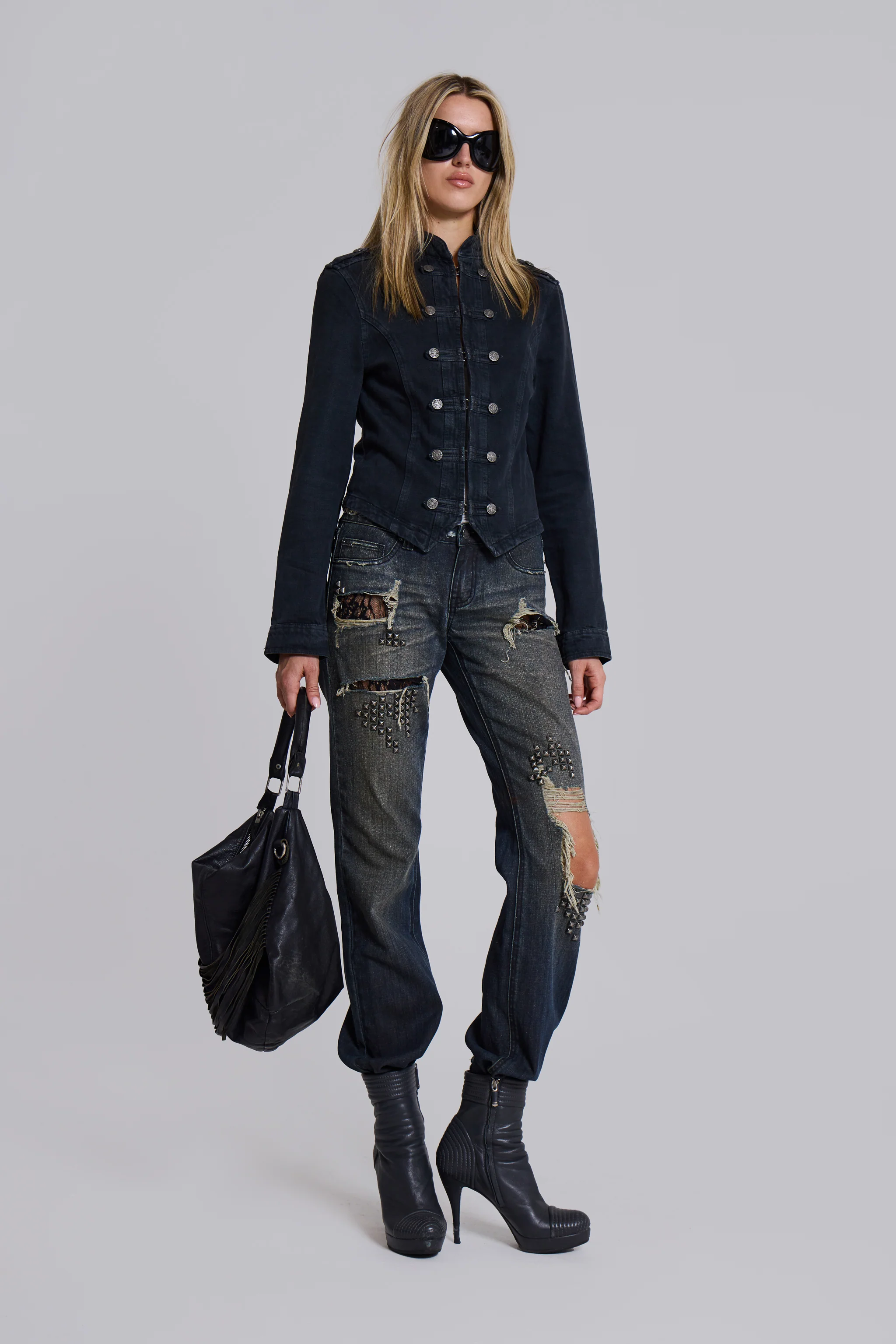 Rebel Military Jacket in Washed Black - Image 11
